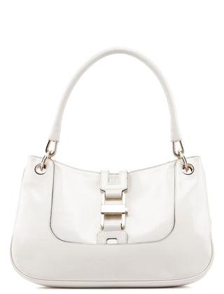 Gucci White Patent Leather Jackie Shoulder Bag