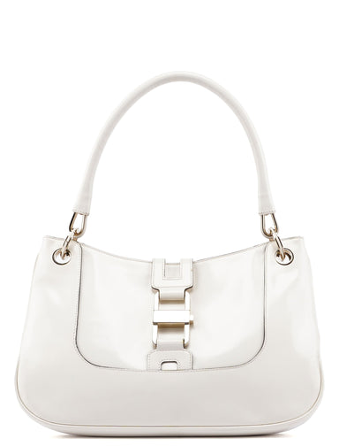 Gucci White Patent Leather Jackie Shoulder Bag