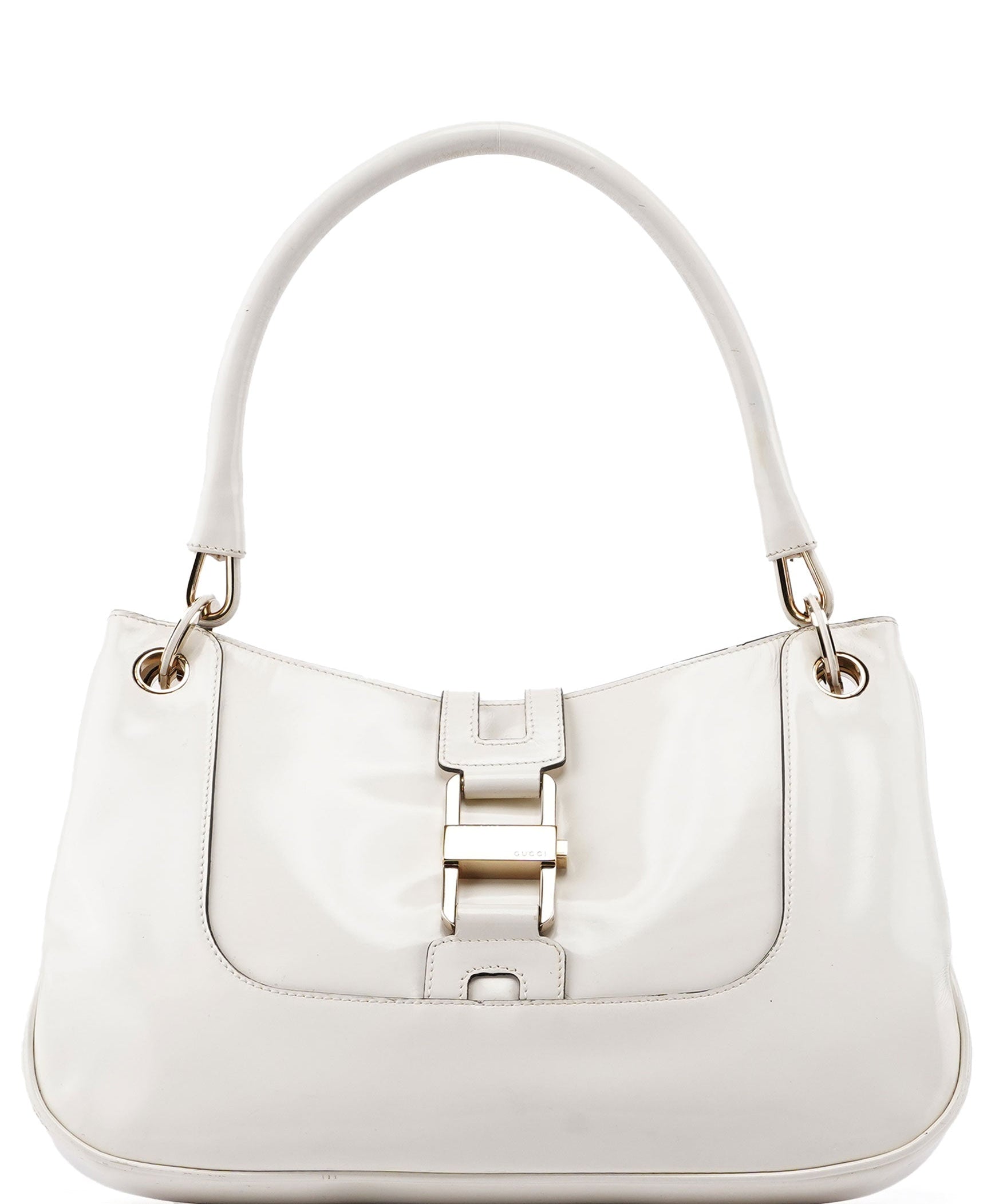 Gucci White Patent Leather Jackie Shoulder Bag