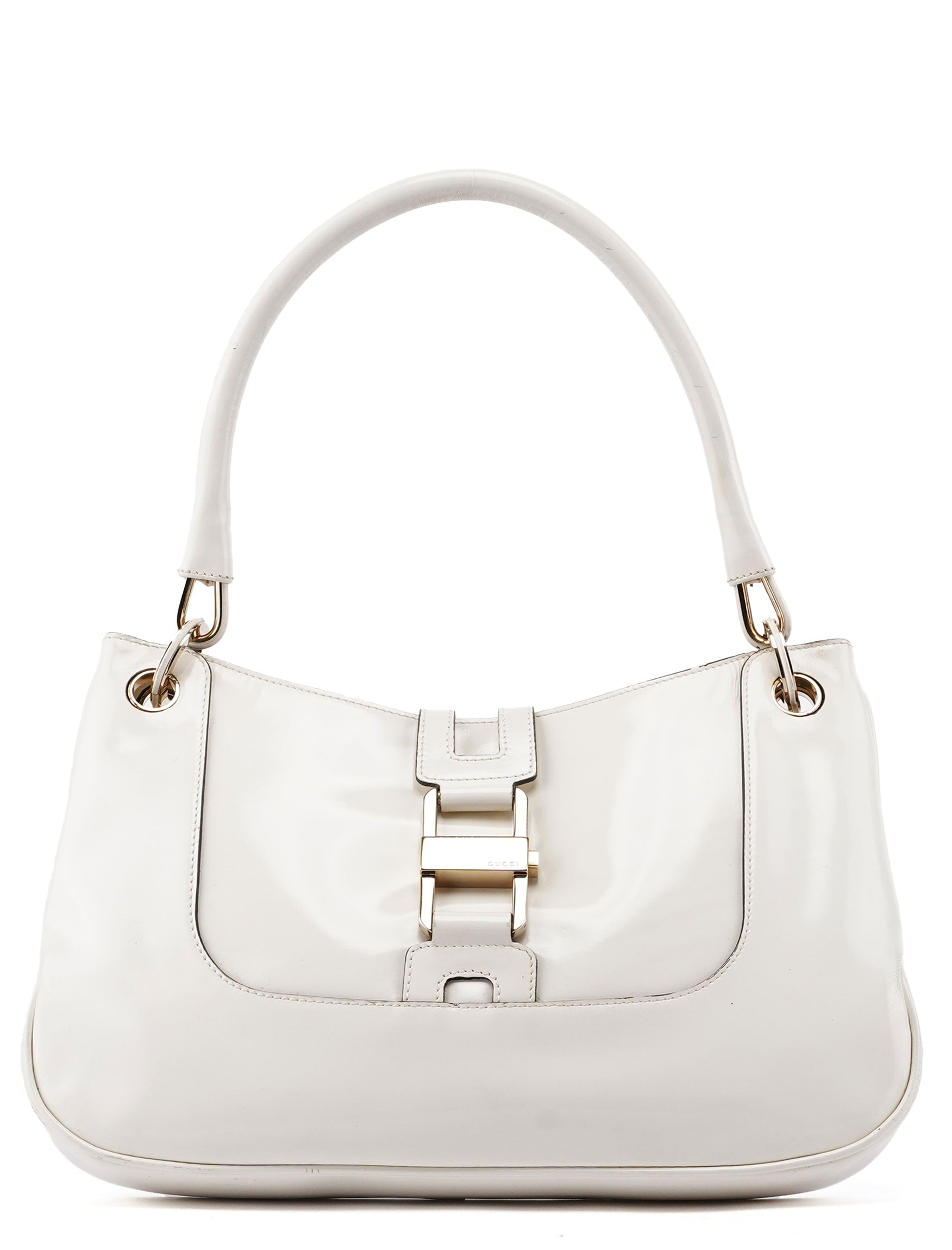 Gucci White Patent Leather Jackie Shoulder Bag