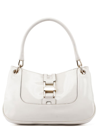Gucci White Patent Leather Jackie Shoulder Bag