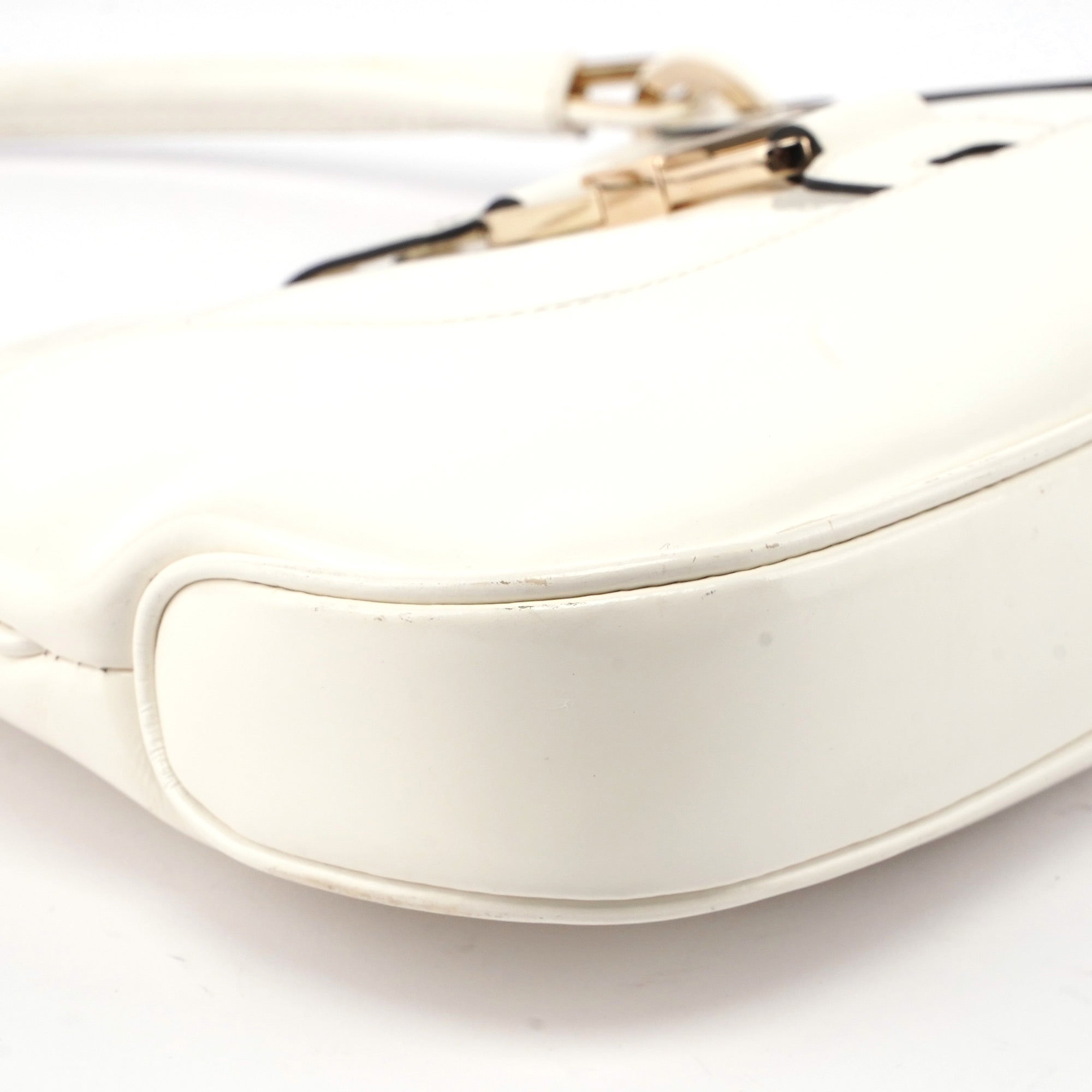 Gucci White Patent Leather Jackie Shoulder Bag