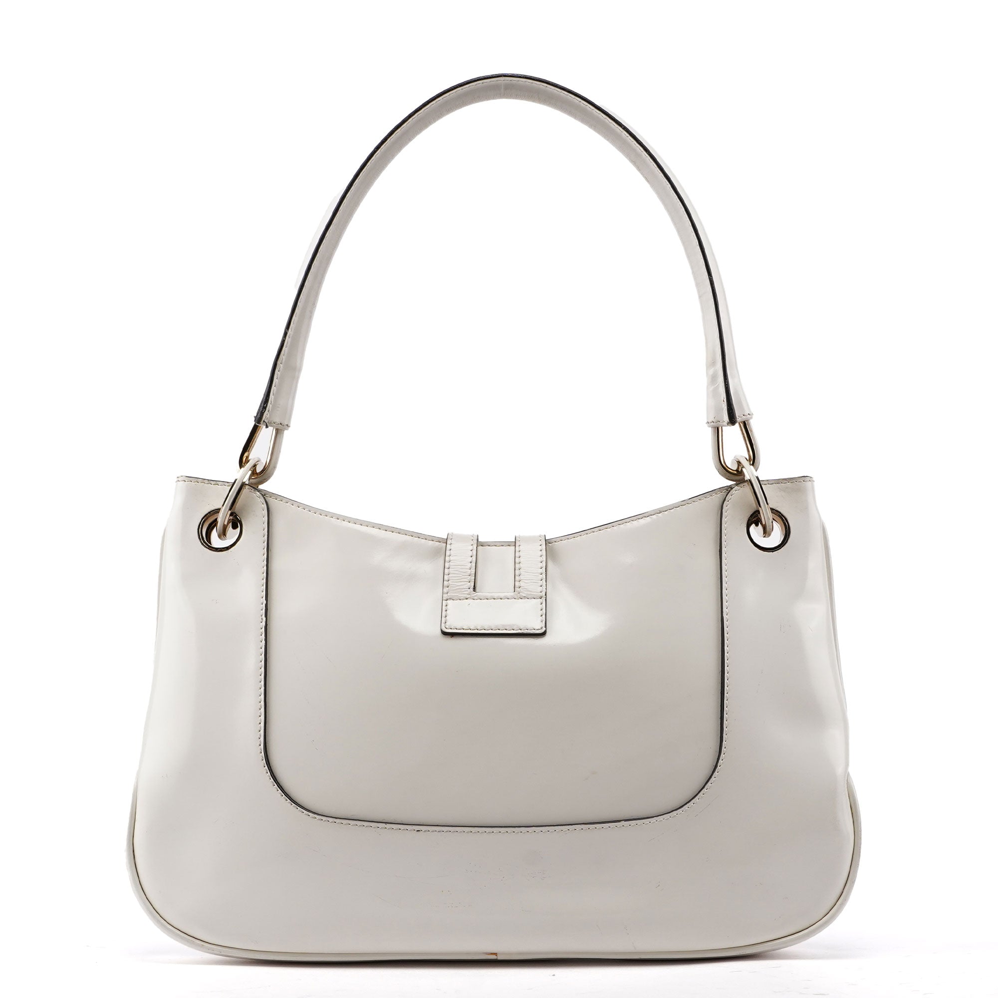 Gucci White Patent Leather Jackie Shoulder Bag