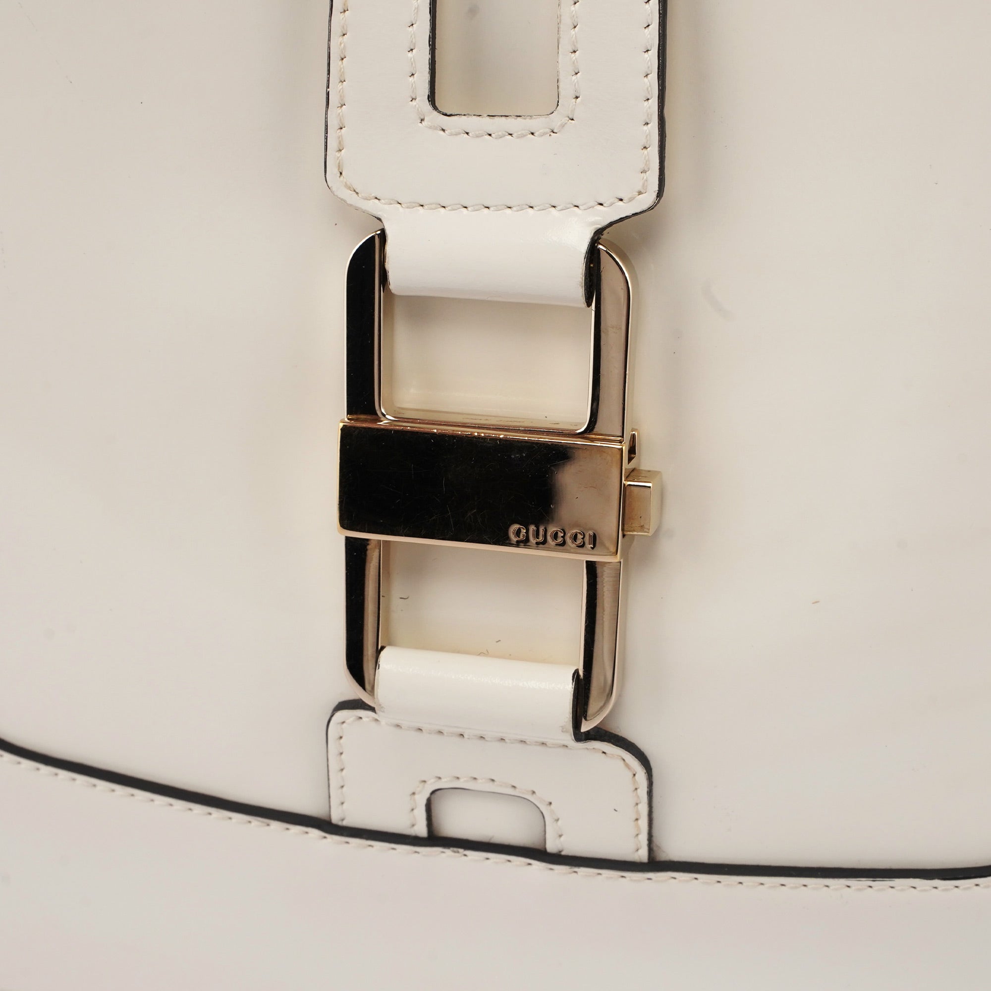 Gucci White Patent Leather Jackie Shoulder Bag