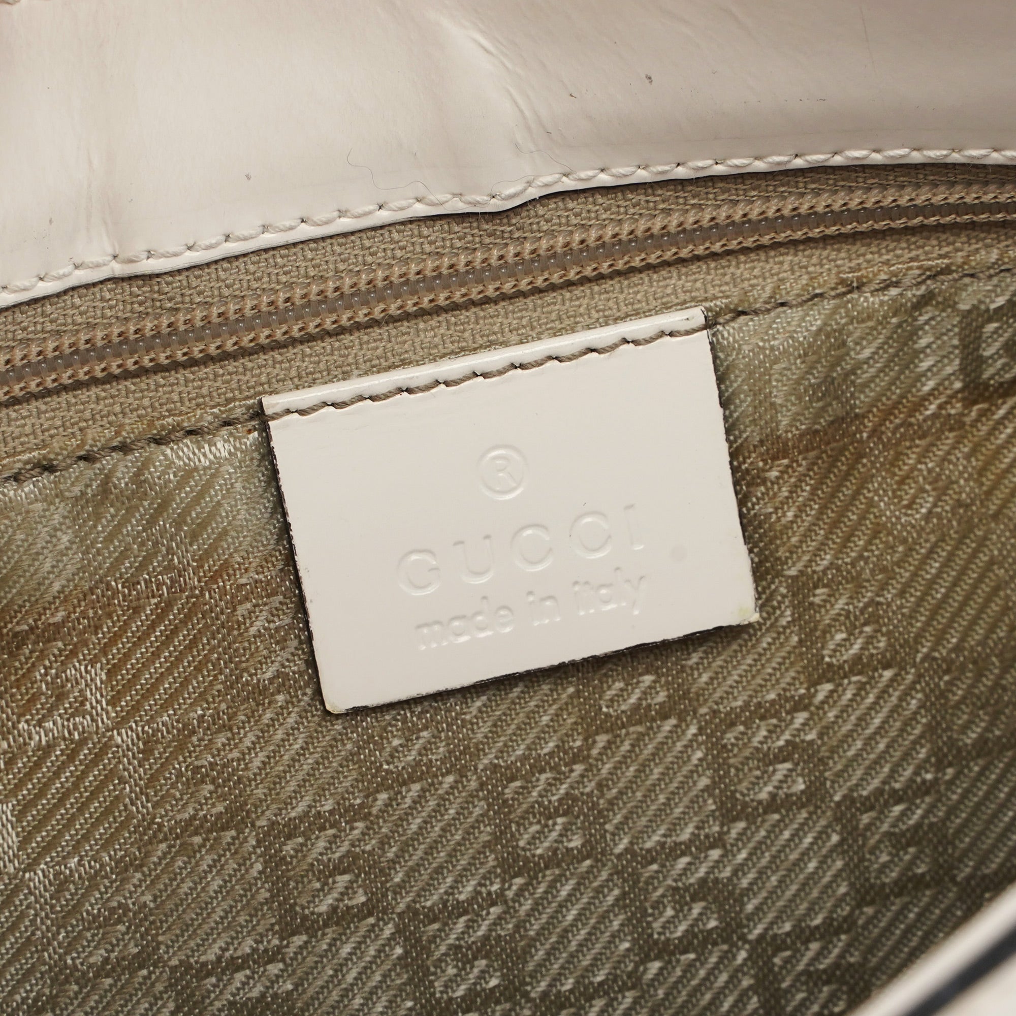 Gucci White Patent Leather Jackie Shoulder Bag