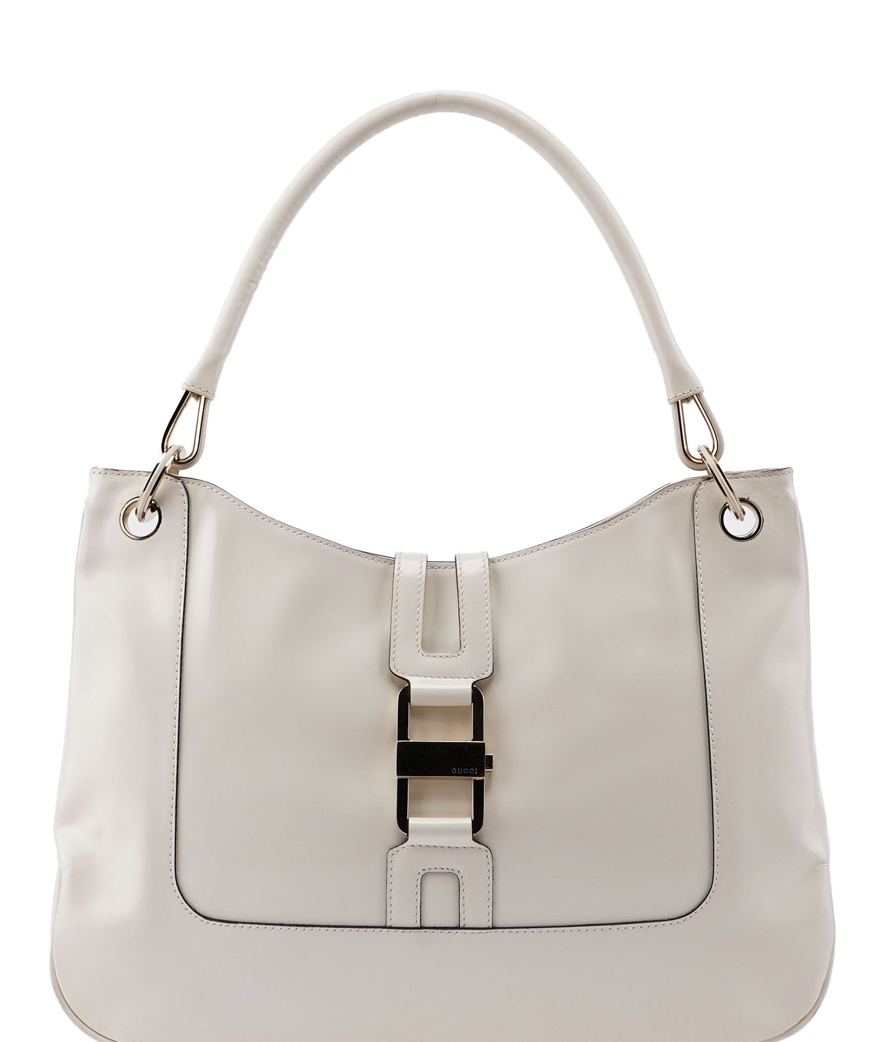 Gucci White Patent Leather Jackie Shoulder Bag