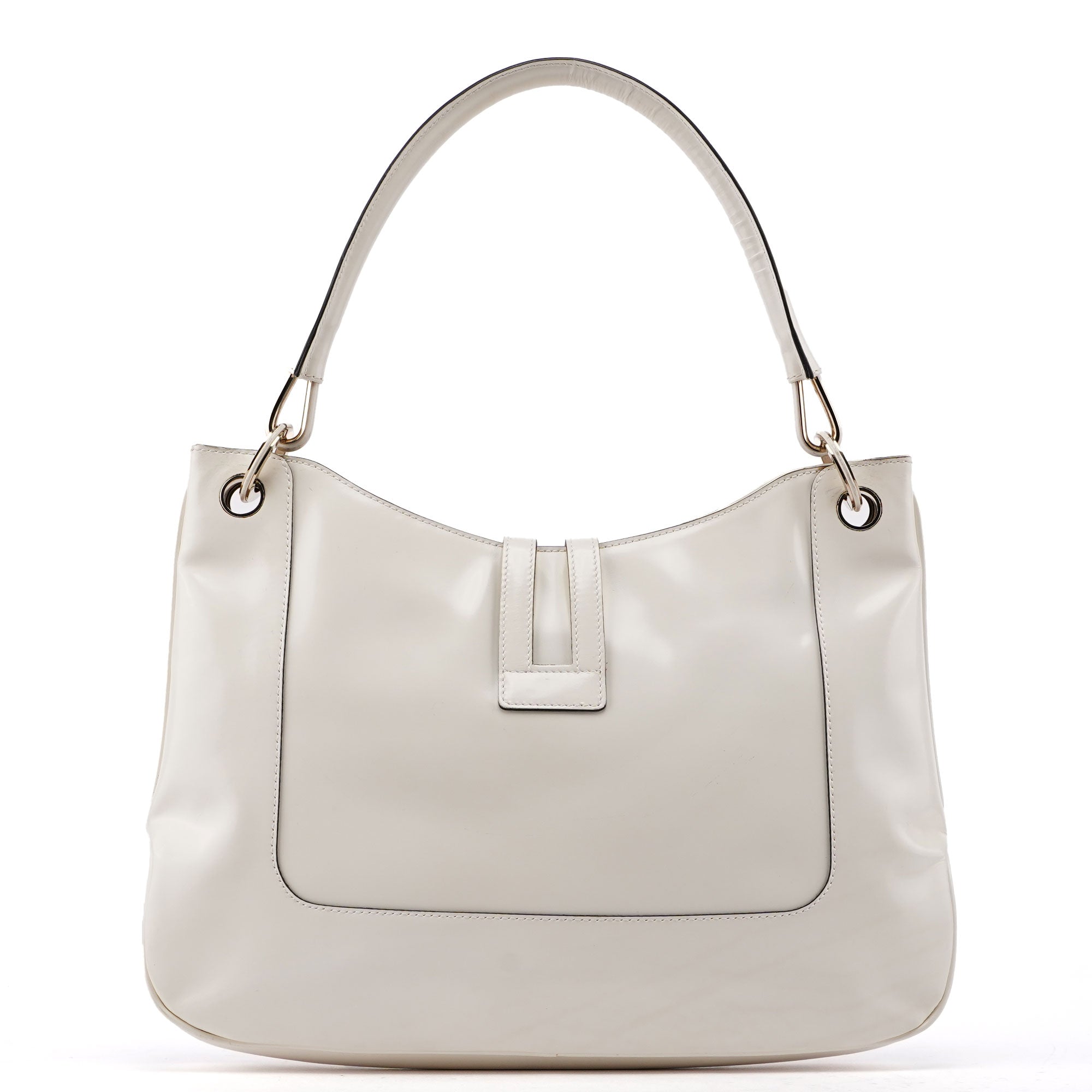 Gucci White Patent Leather Jackie Shoulder Bag