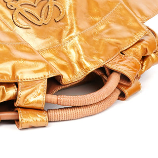 Loewe Gold Patent Leather Large Hobo Bag