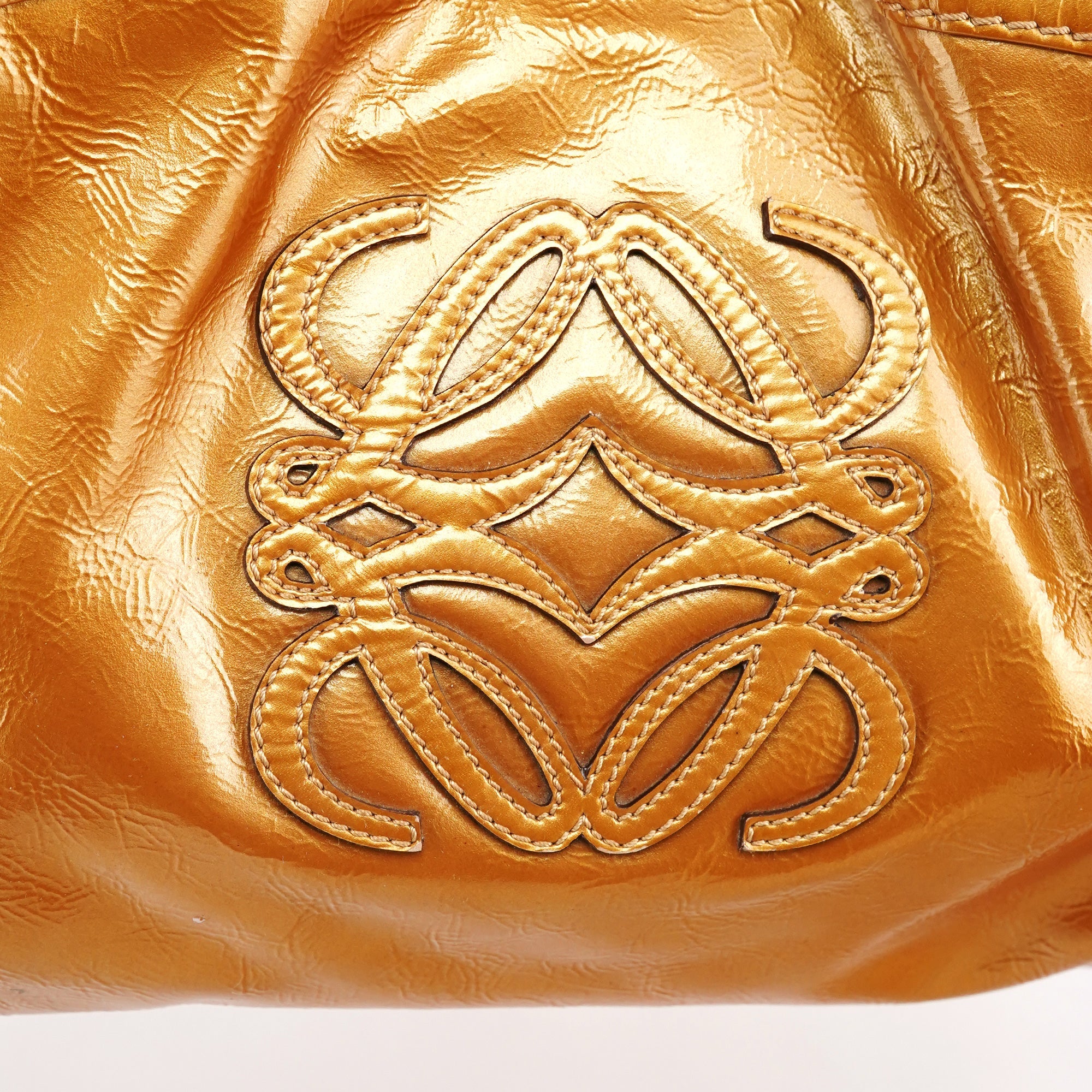 Loewe Gold Patent Leather Large Hobo Bag