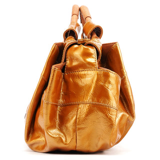 Loewe Gold Patent Leather Large Hobo Bag