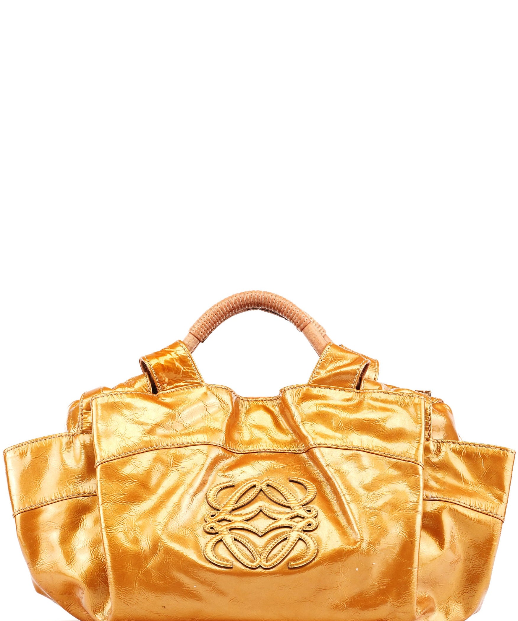 Loewe Gold Patent Leather Large Hobo Bag