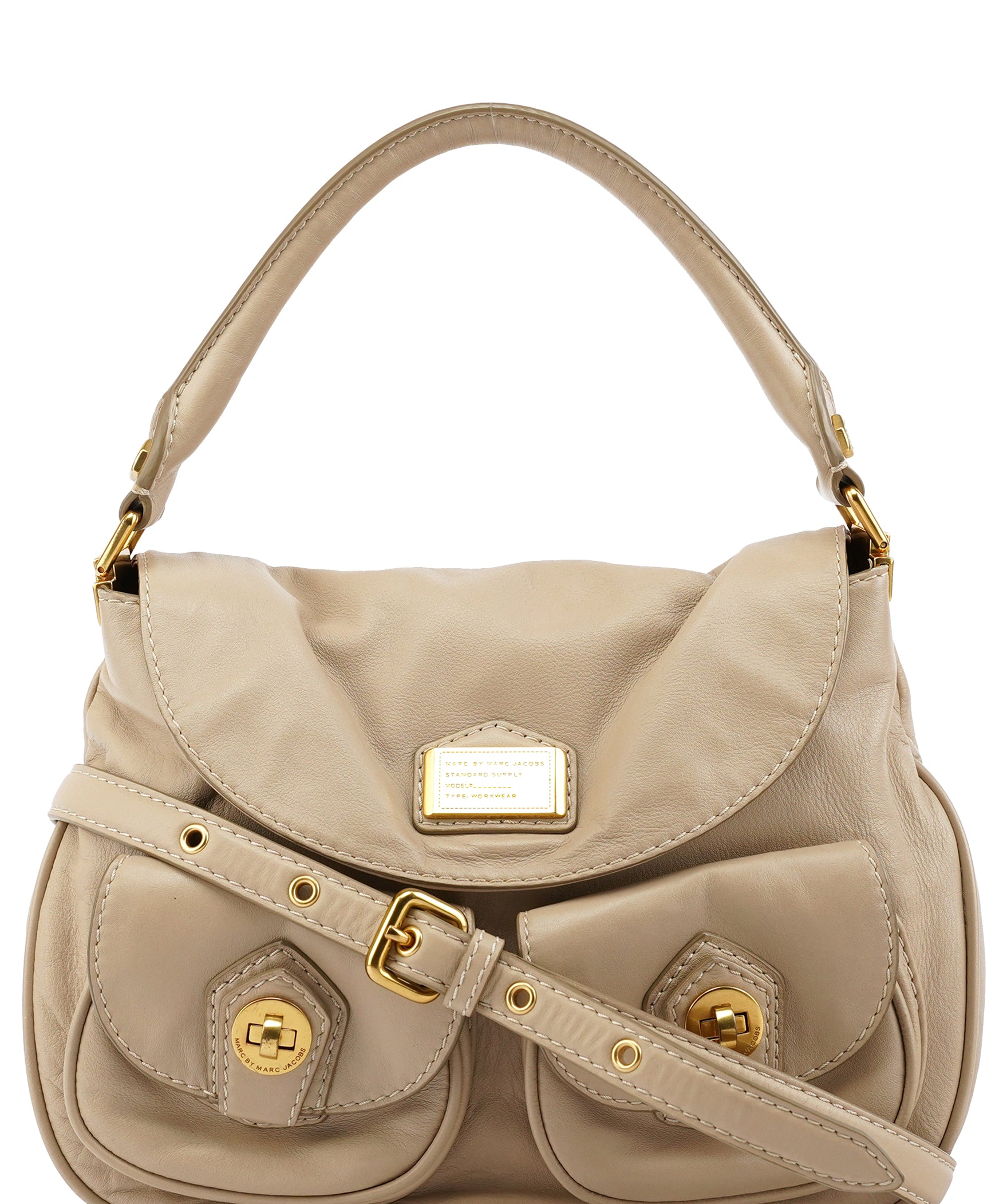 Marc by Marc Jacobs Beige Leather Turnlock Handbag