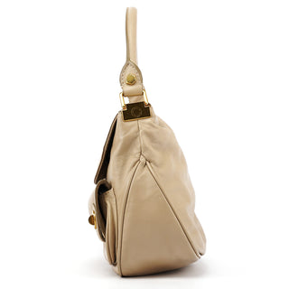 Marc by Marc Jacobs Beige Leather Turnlock Handbag