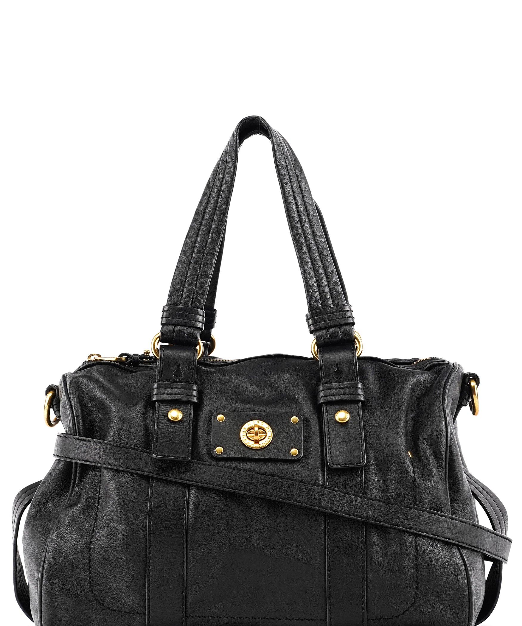 Marc by Marc Jacobs Black Leather Turnlock 2-Way Tote Bag