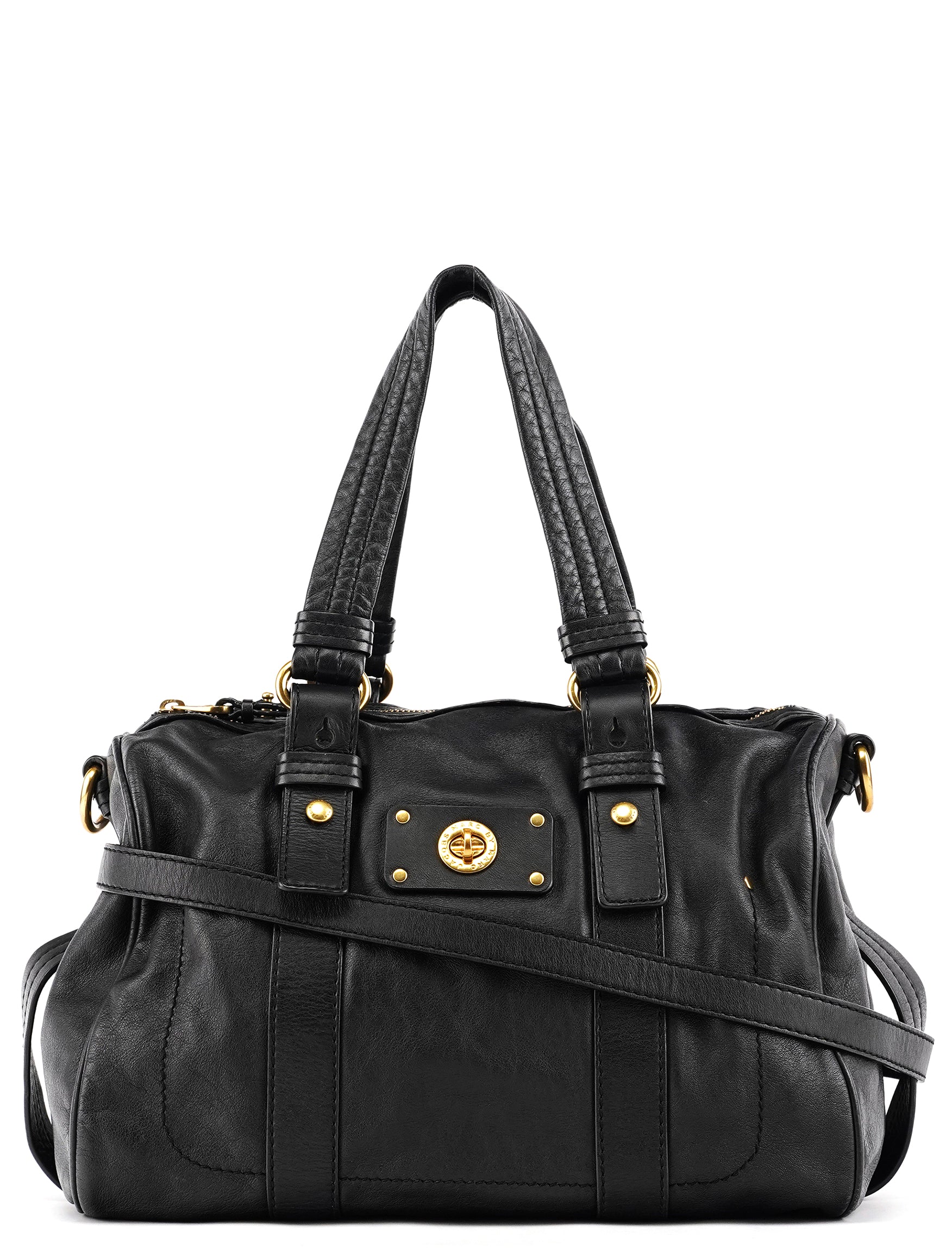 Marc by Marc Jacobs Black Leather Turnlock 2-Way Tote Bag