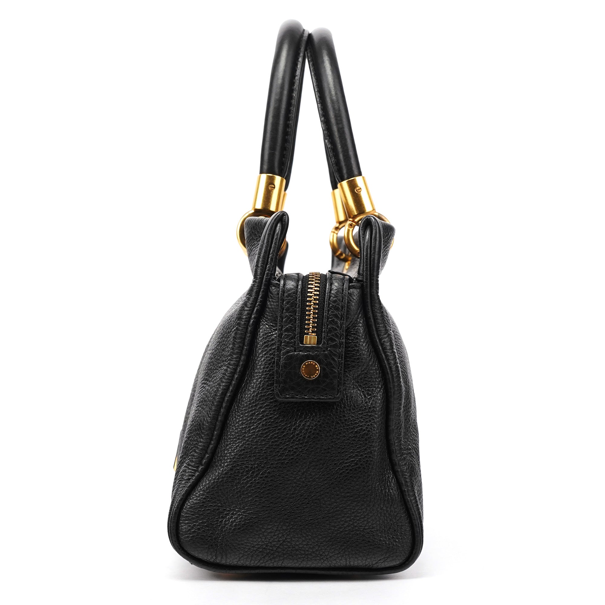 Marc by Marc Jacobs Black Pebbled Leather Bowling Bag