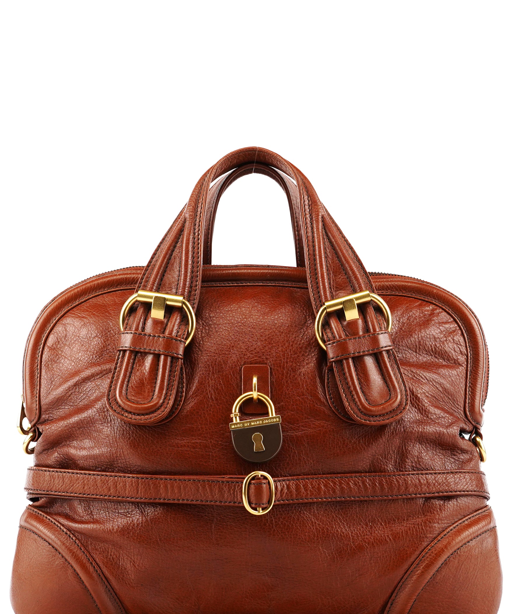 Marc by Marc Jacobs Brown Leather Padlock 2-Way Tote Bag
