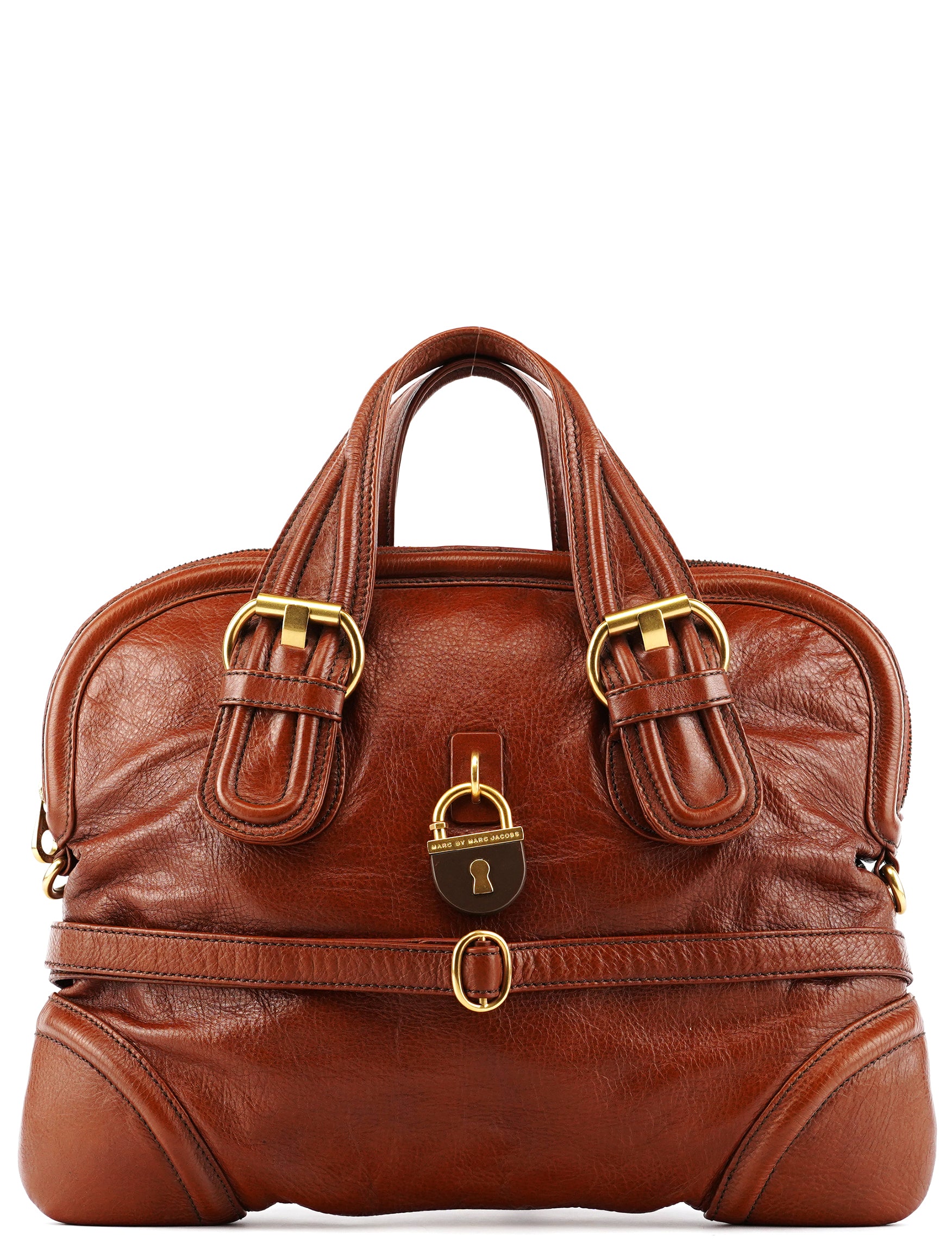 Marc by Marc Jacobs Brown Leather Padlock 2-Way Tote Bag