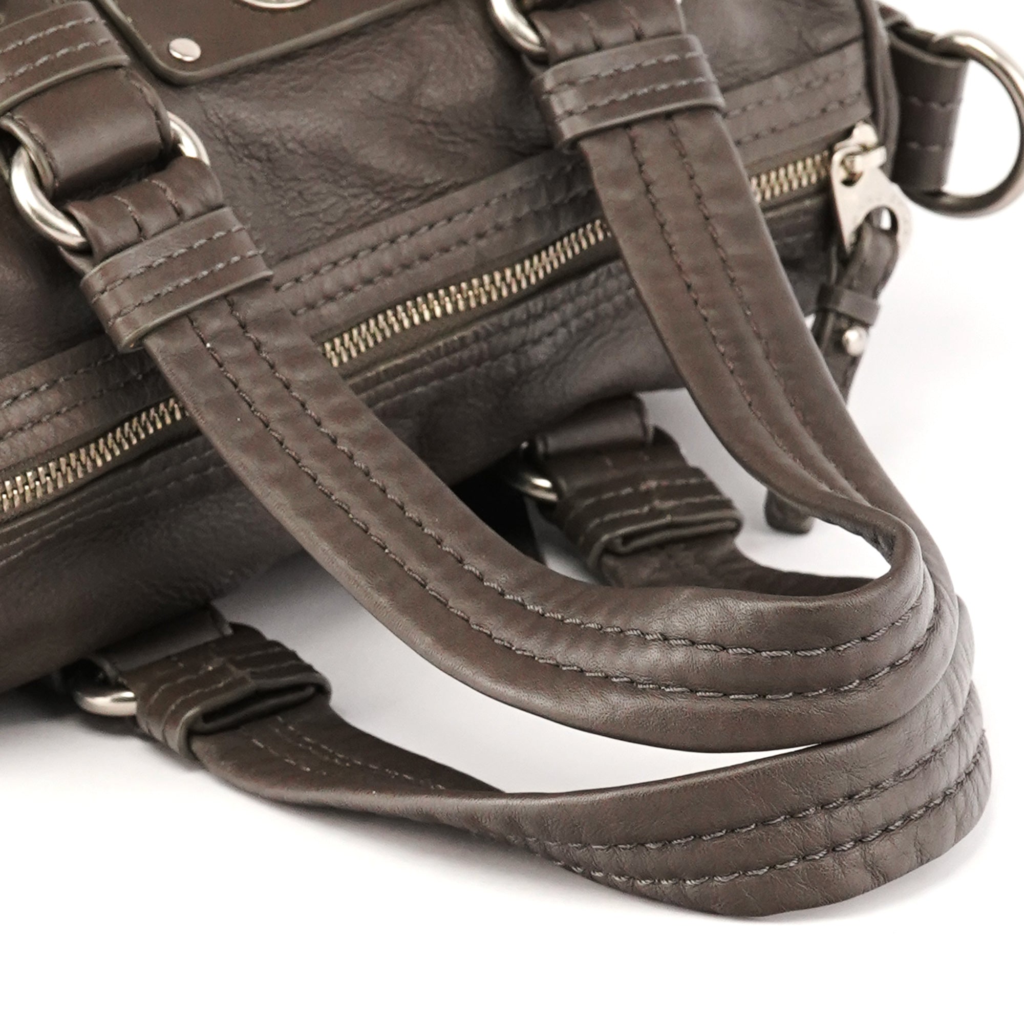 Marc by Marc Jacobs Grey Leather Turnlock 2-Way Bowling Bag