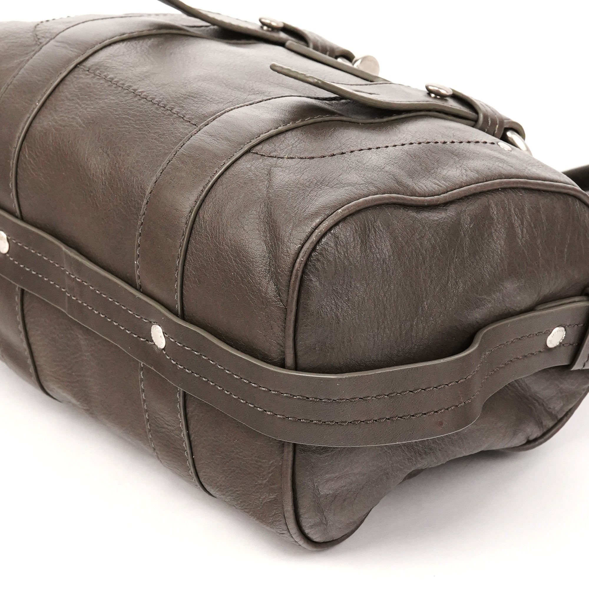 Marc by Marc Jacobs Grey Leather Turnlock 2-Way Bowling Bag