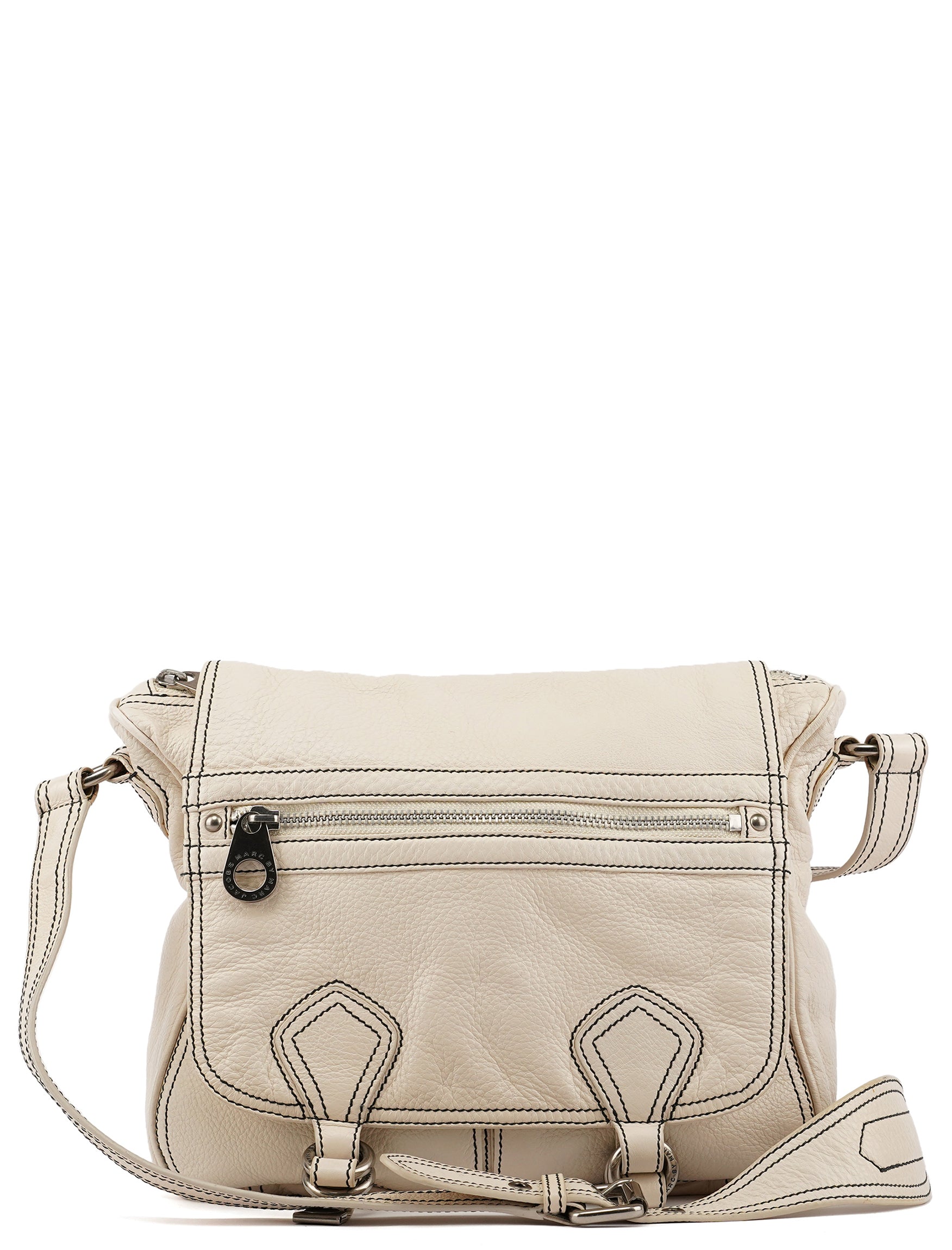 Marc by Marc Jacobs Multi-Pocket schoudertas van ivoorkleurig leer