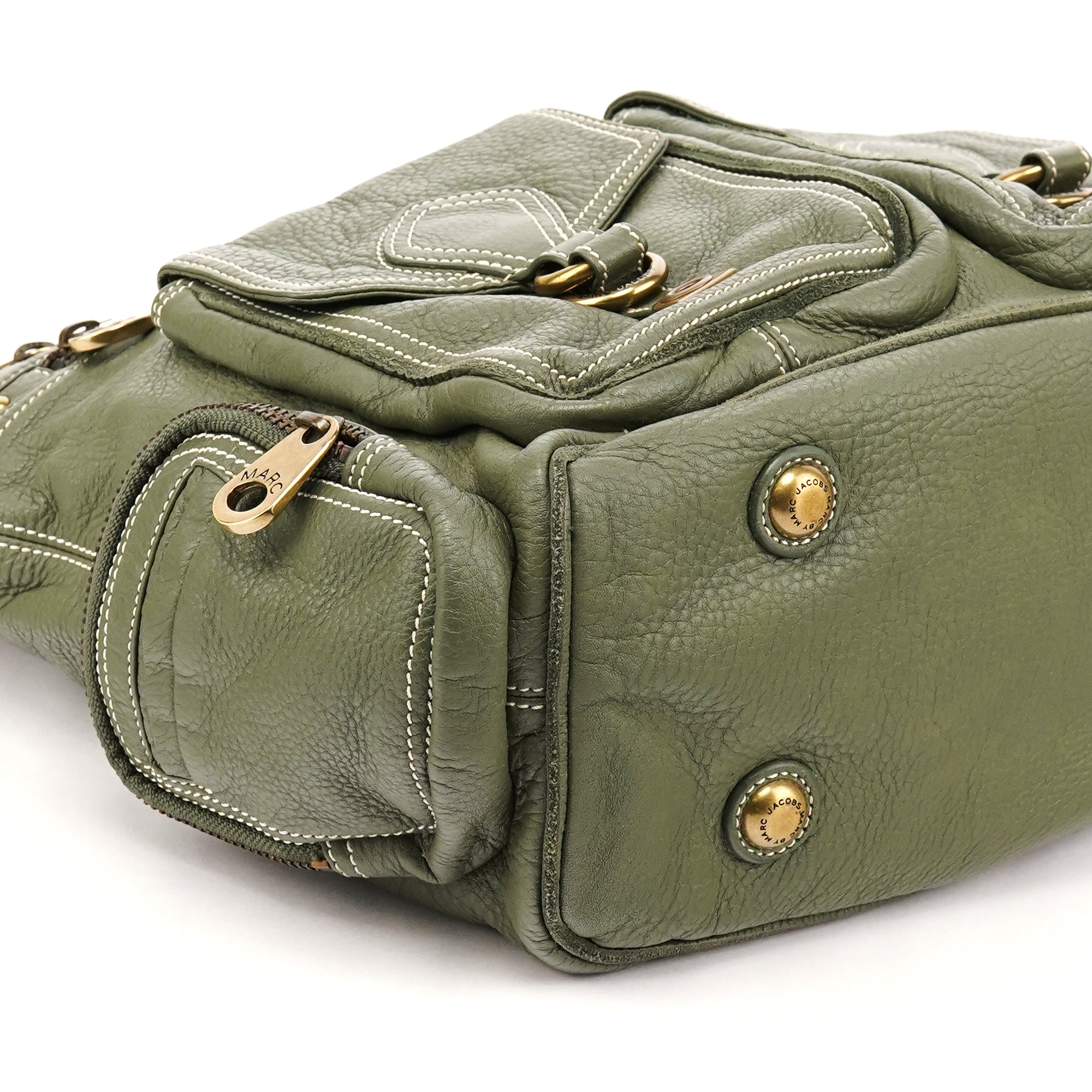 Marc by Marc Jacobs Khaki Green Leather Multi-Pocket Shoulder Bag