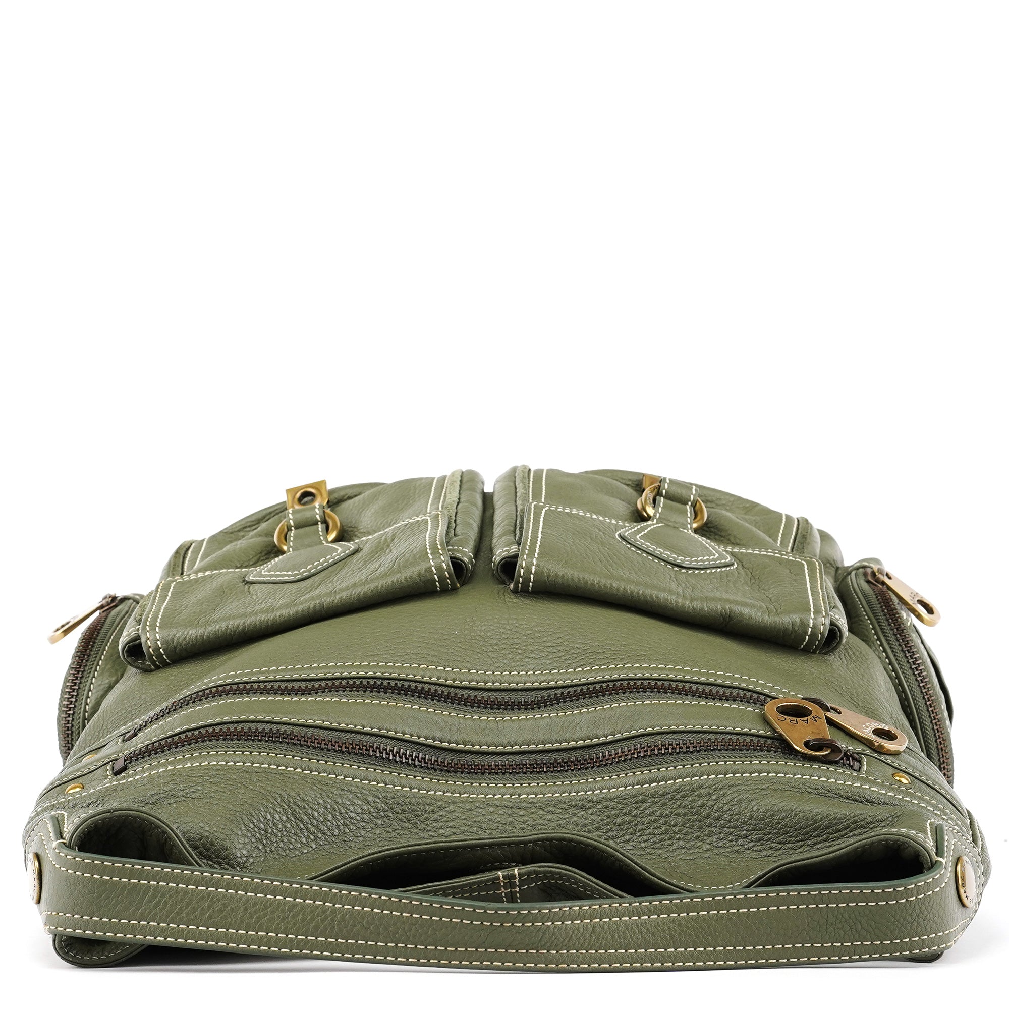 Marc by Marc Jacobs Khaki Green Leather Multi-Pocket Shoulder Bag