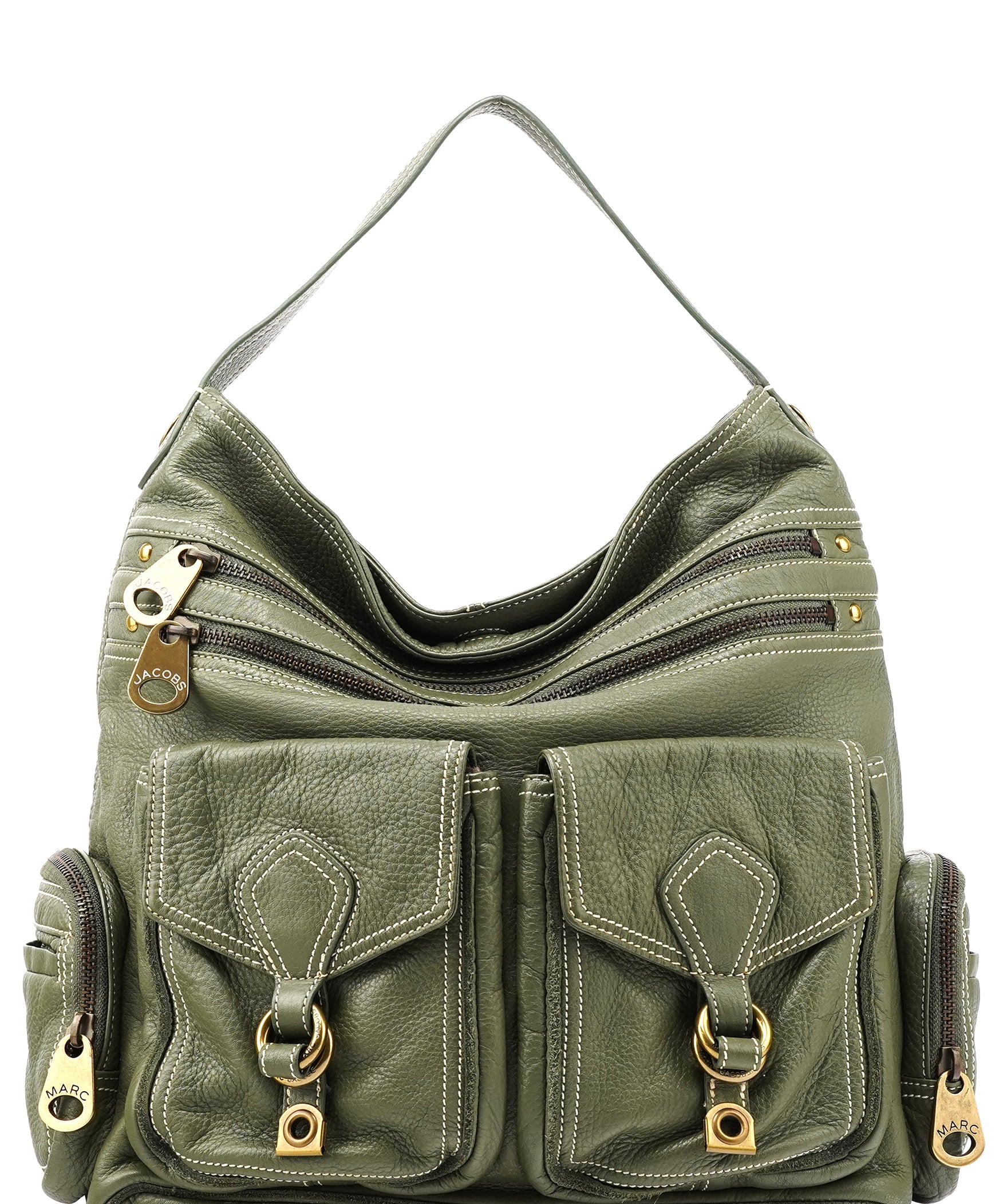 Marc by Marc Jacobs Khaki Green Leather Multi-Pocket Shoulder Bag