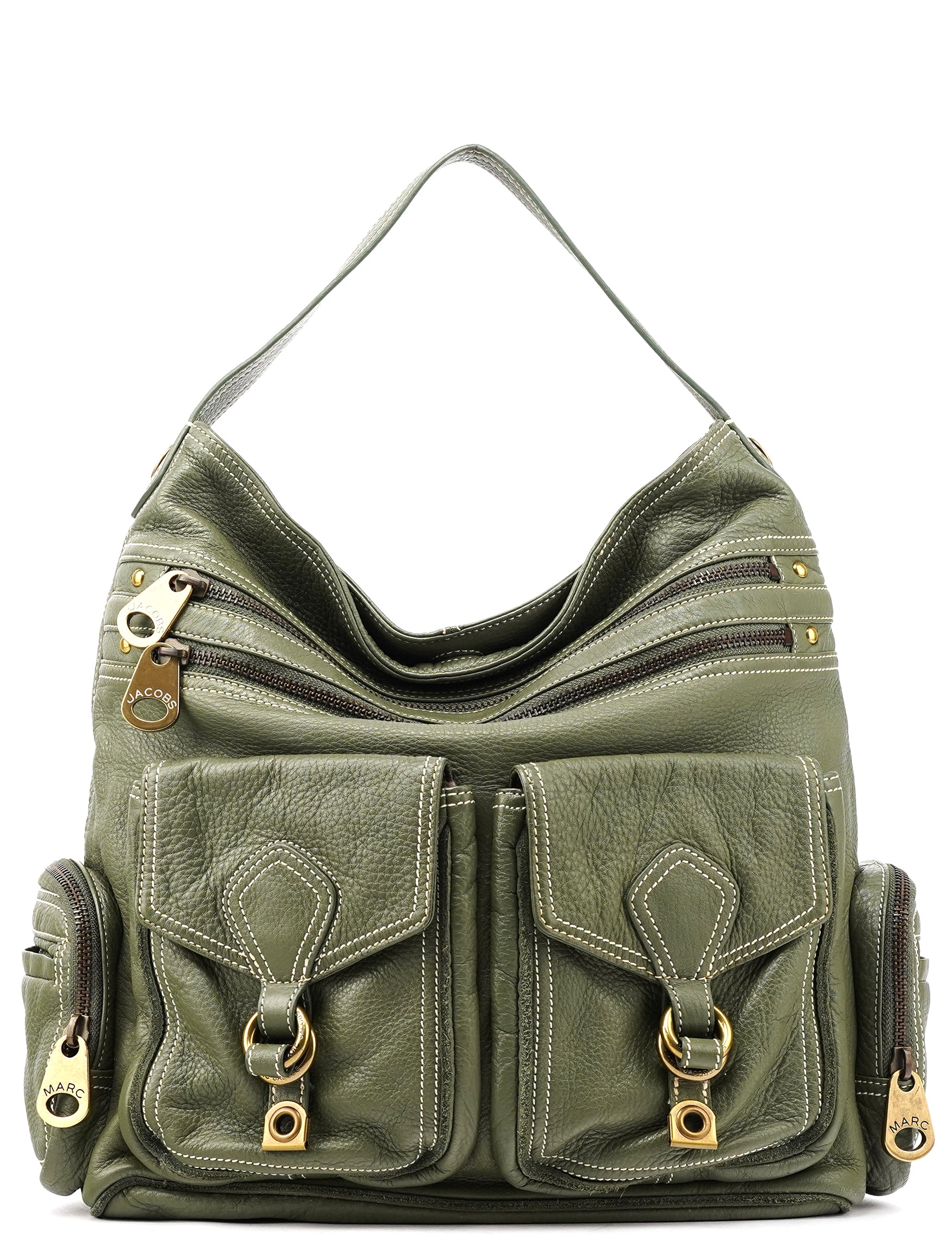 Marc by Marc Jacobs Khaki Green Leather Multi-Pocket Shoulder Bag