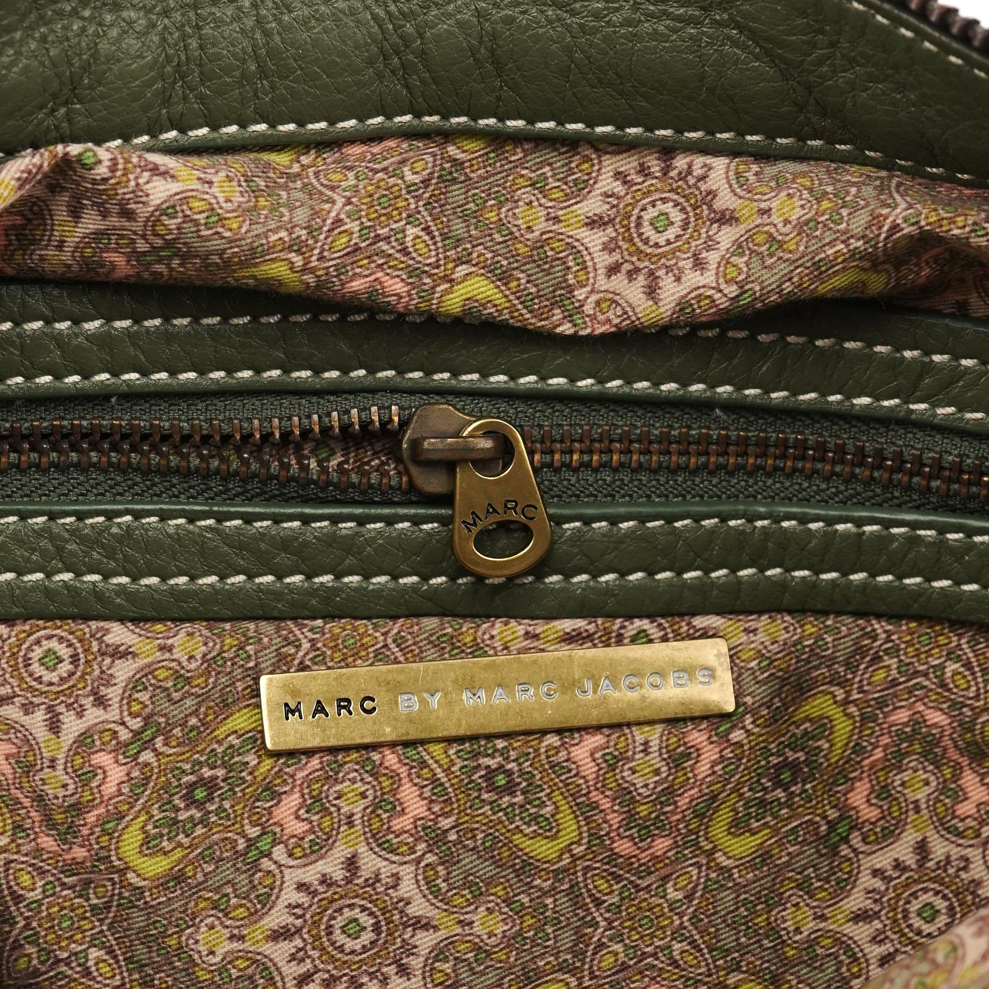 Marc by Marc Jacobs Olive Pebbled Leather Multi-Pocket Tote Bag