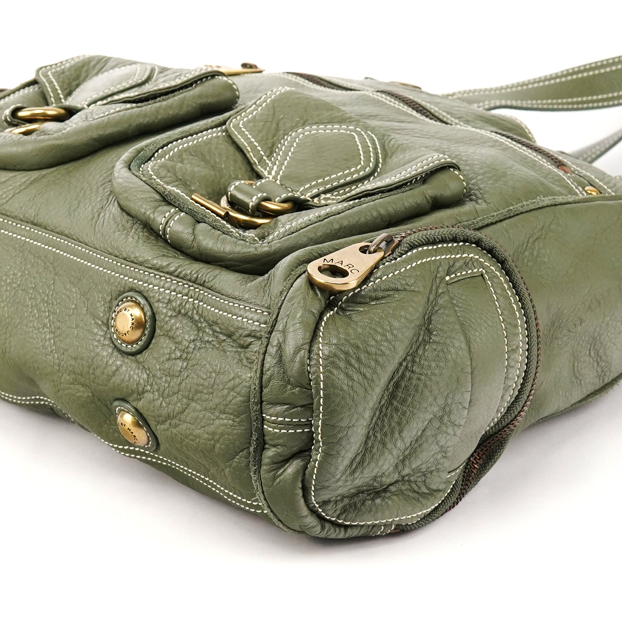 Marc by Marc Jacobs Olive Pebbled Leather Multi-Pocket Tote Bag