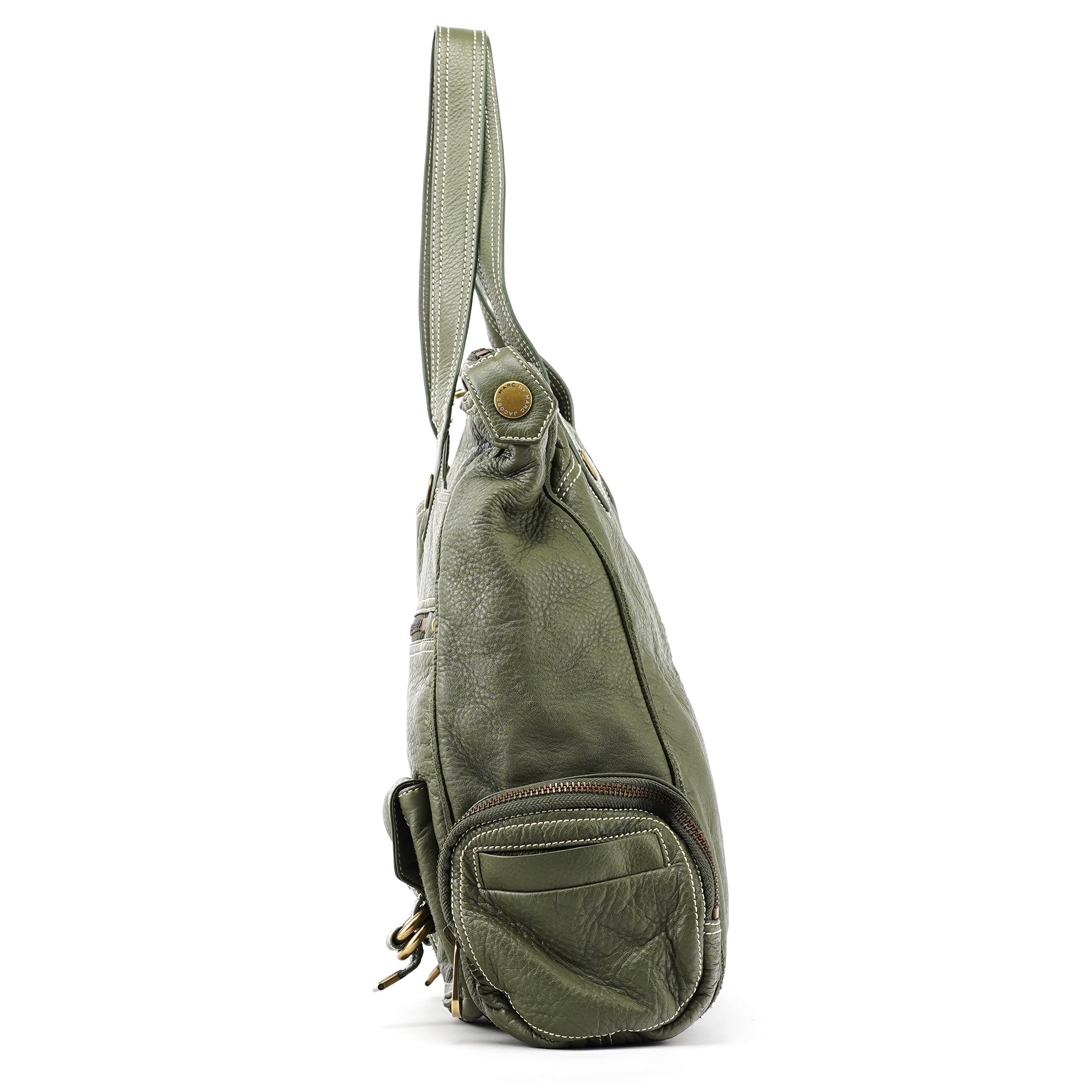 Marc by Marc Jacobs Olive Pebbled Leather Multi-Pocket Tote Bag