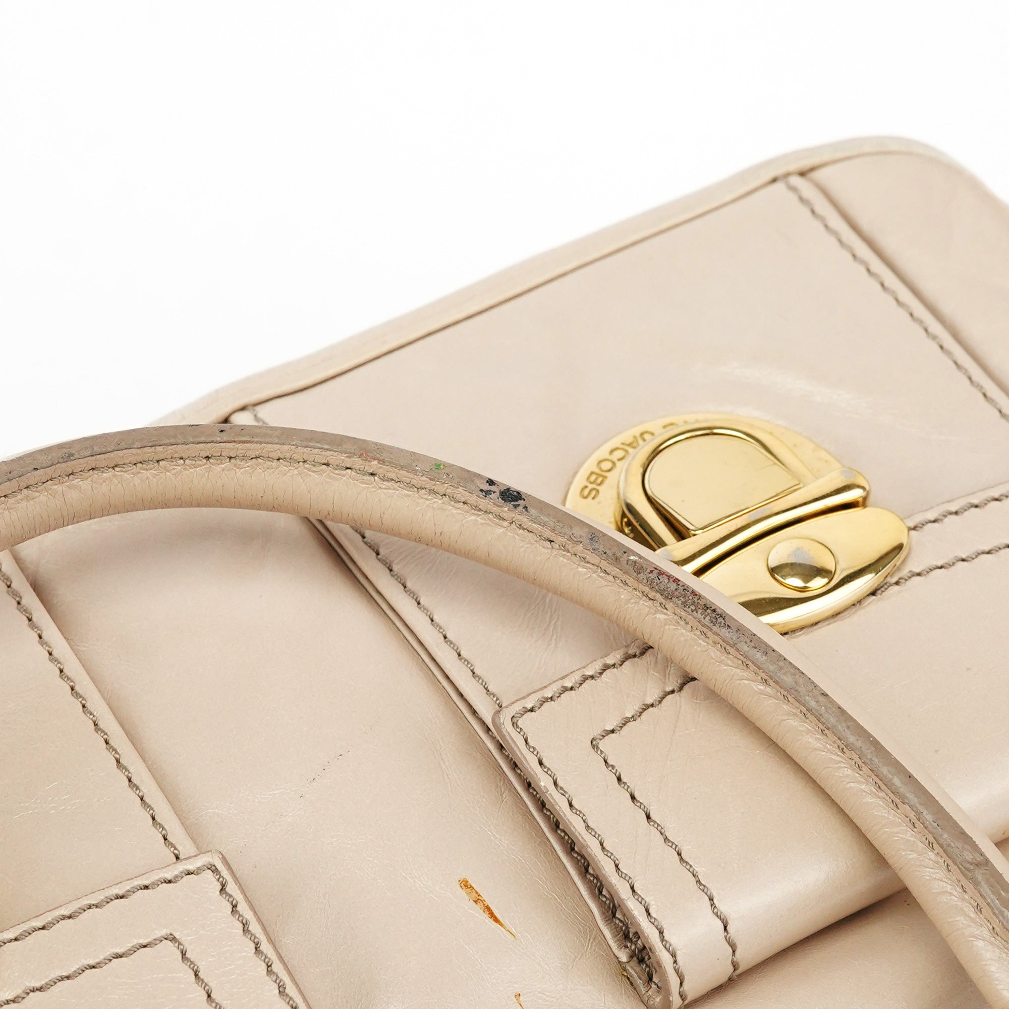 Marc Jacobs Beige Leather Double Pocket Top Handle Bag