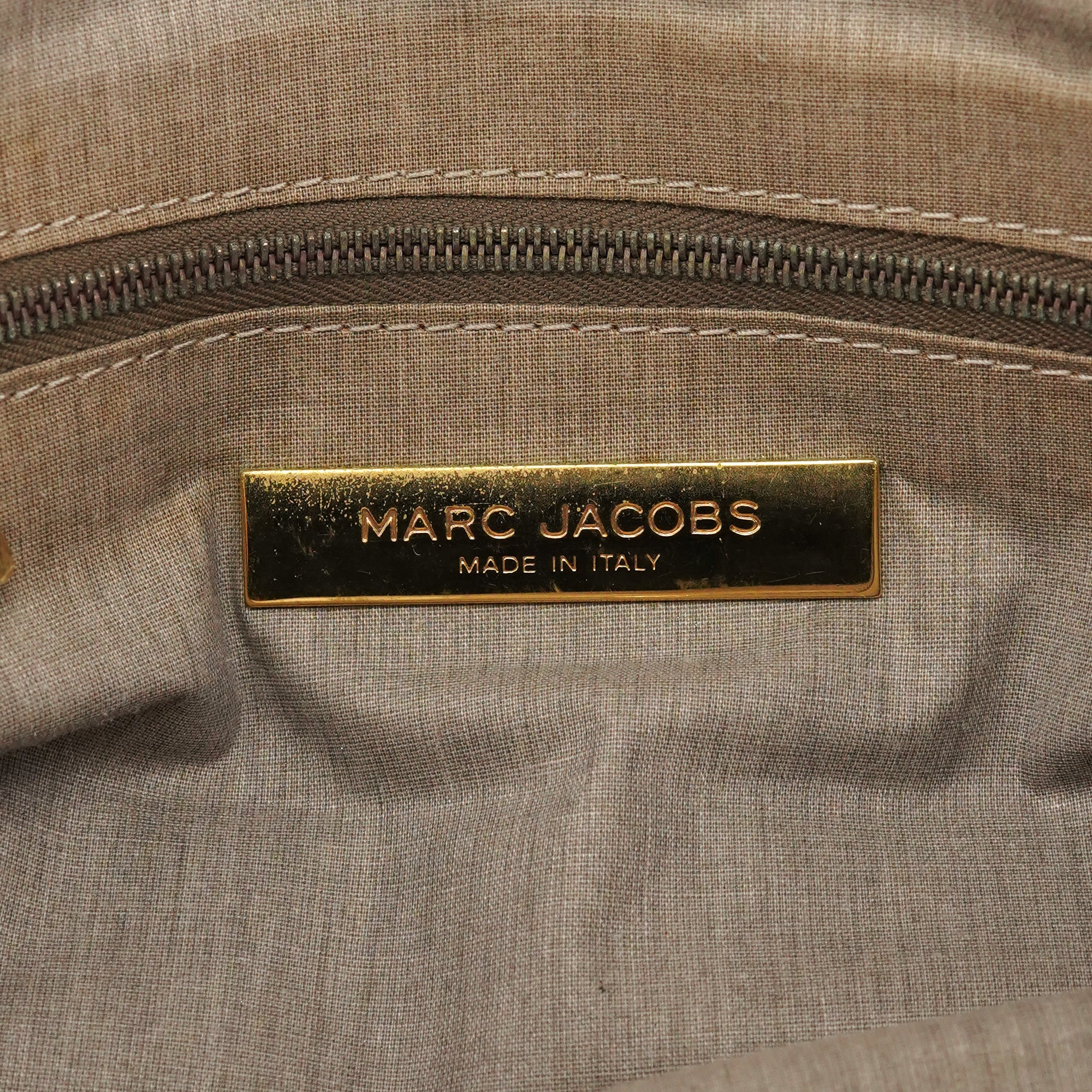 Marc Jacobs Beige Leather Double Pocket Top Handle Bag