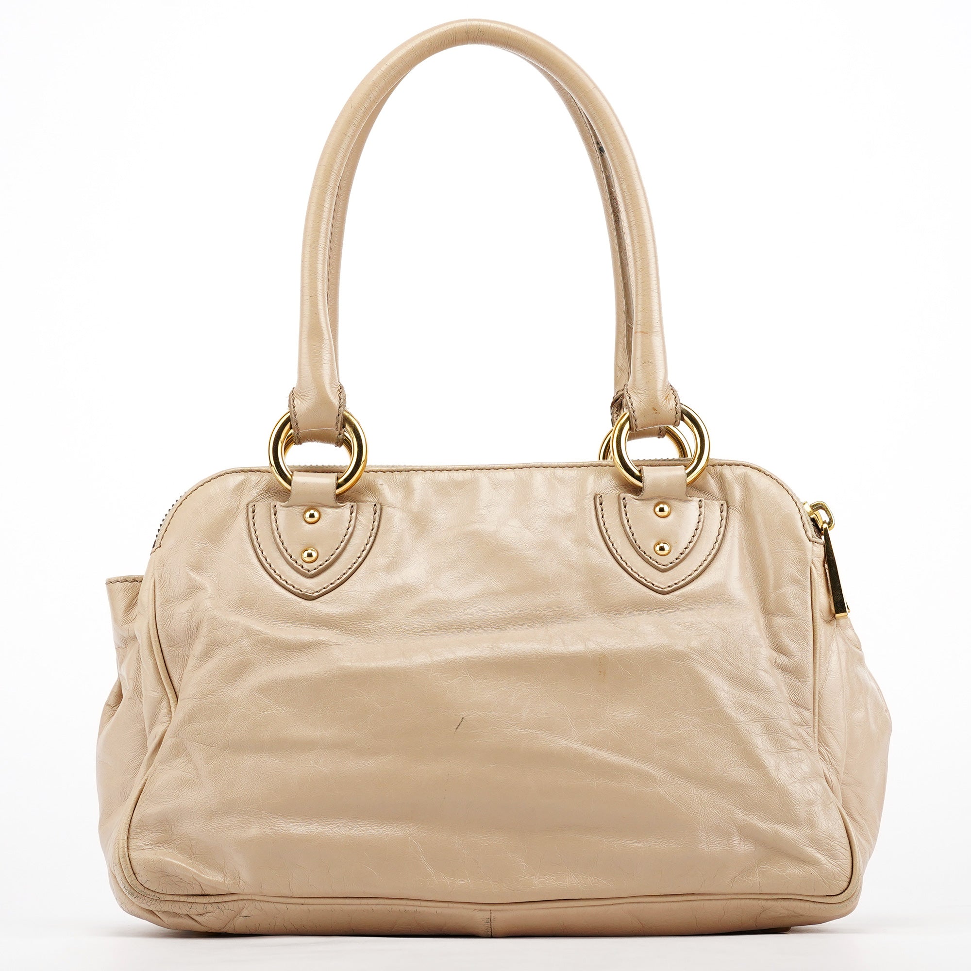 Marc Jacobs Beige Leather Double Pocket Top Handle Bag