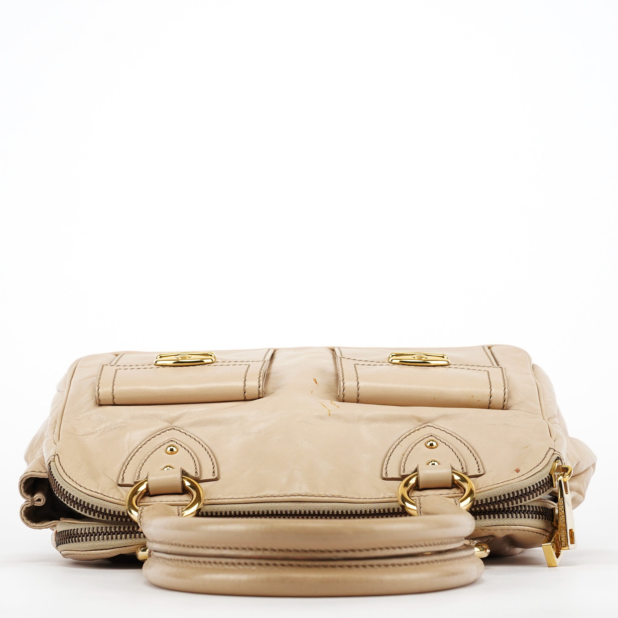 Marc Jacobs Beige Leather Double Pocket Top Handle Bag