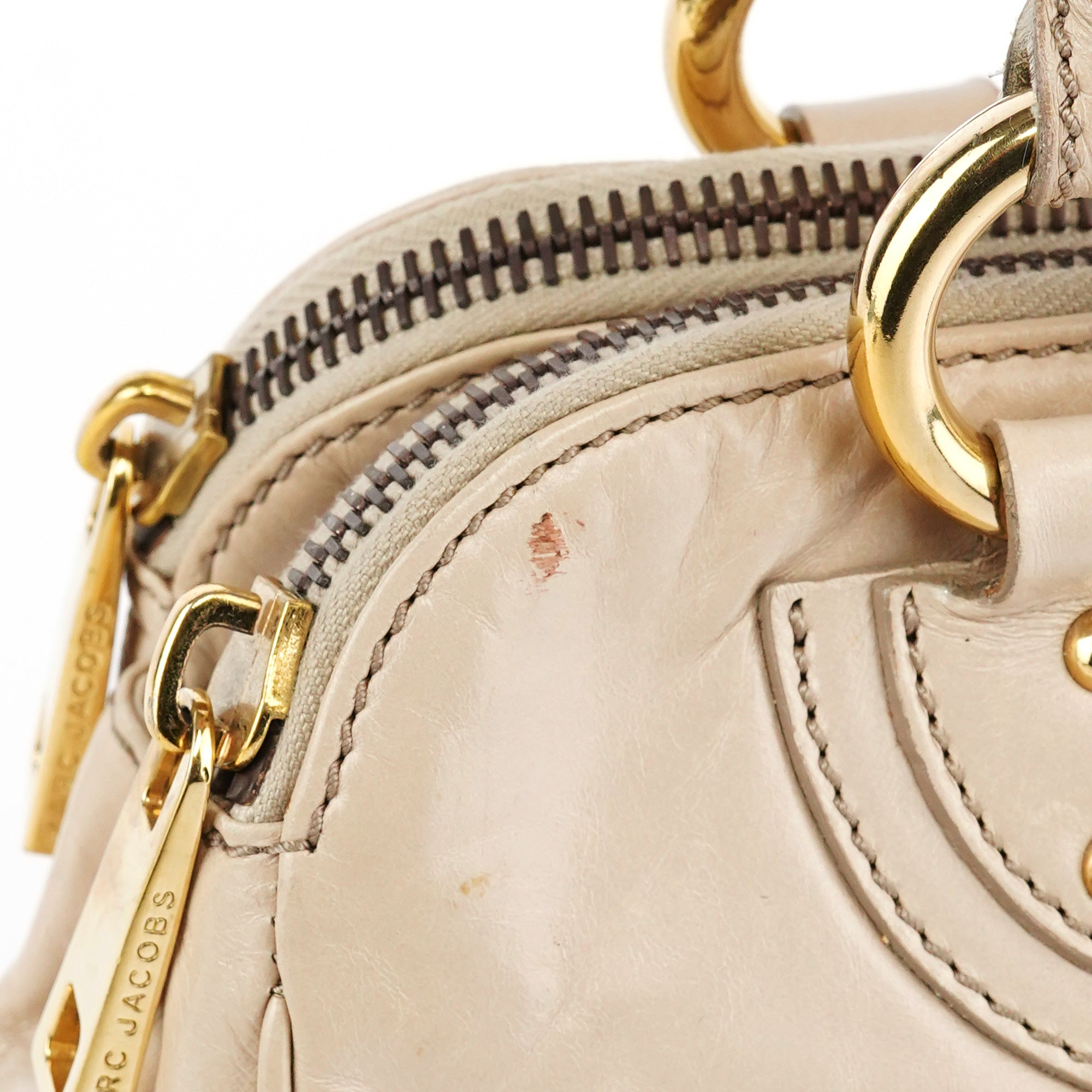 Marc Jacobs Beige Leather Double Pocket Top Handle Bag