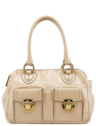 Marc Jacobs Beige Leather Double Pocket Top Handle Bag