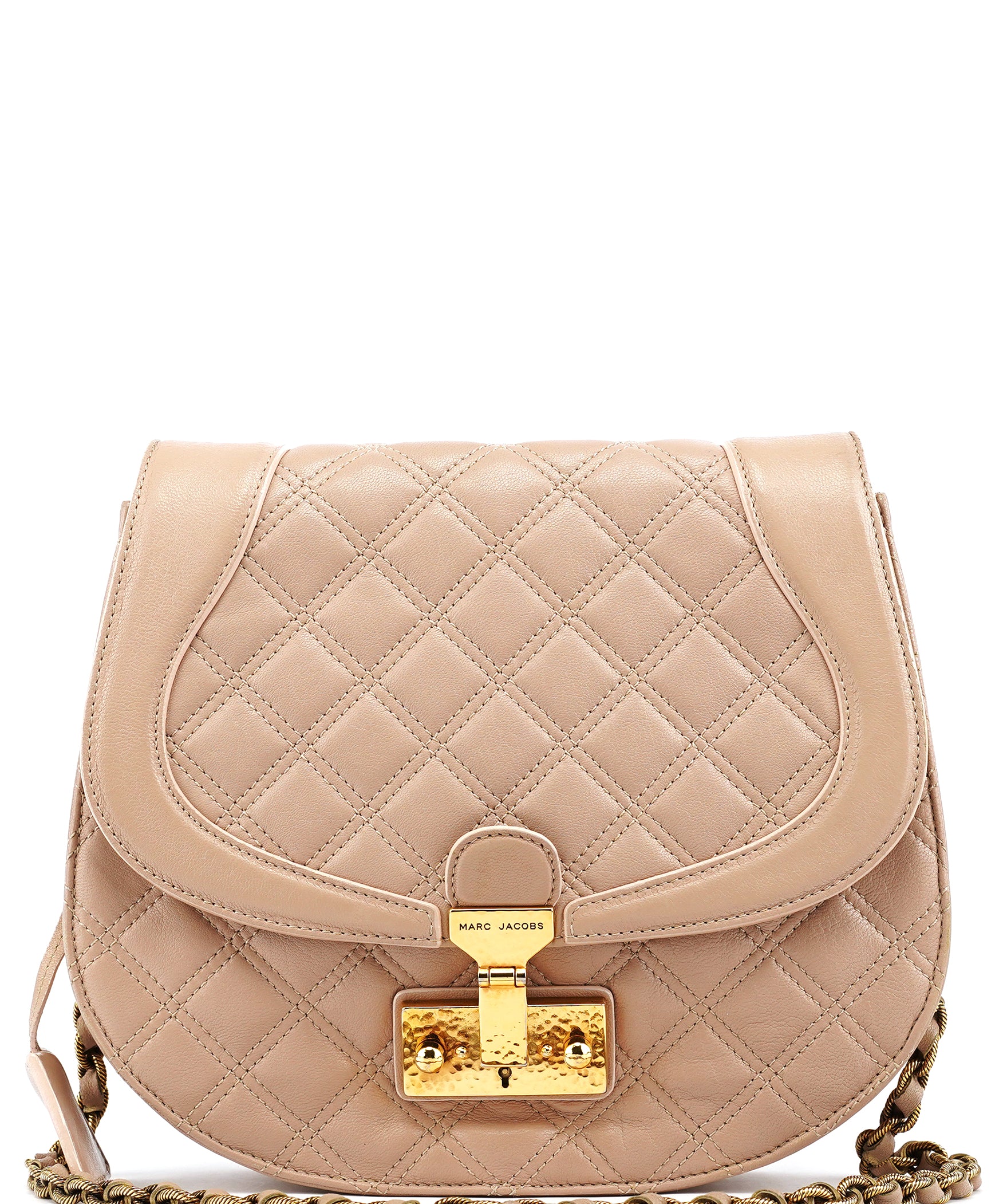 Marc Jacobs Beige Quilted Leather Buckle Shoulder Bag