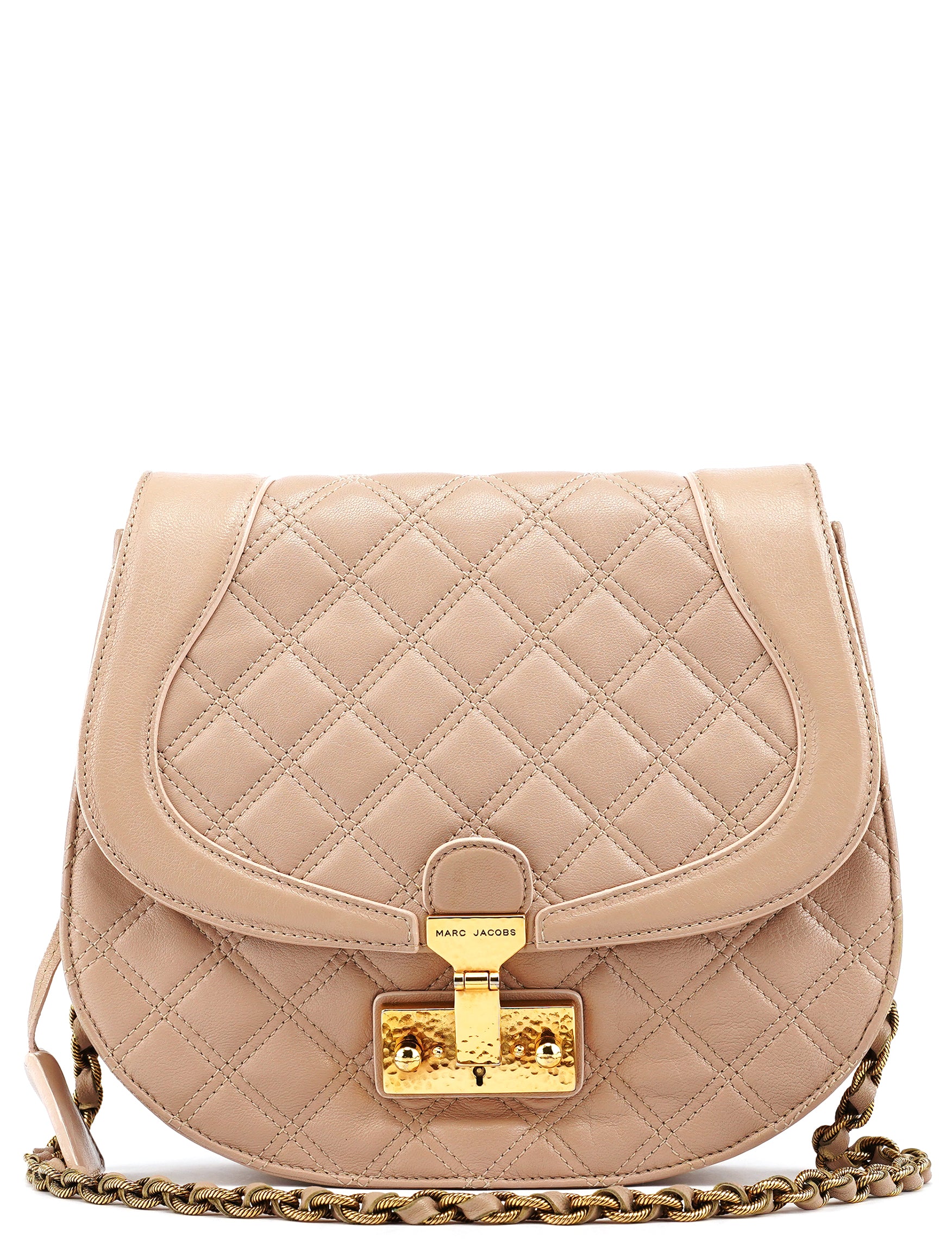 Marc Jacobs Beige Quilted Leather Buckle Shoulder Bag