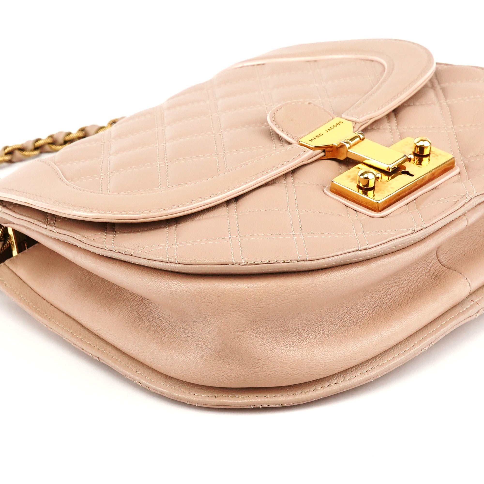 Marc Jacobs Beige Quilted Leather Buckle Shoulder Bag
