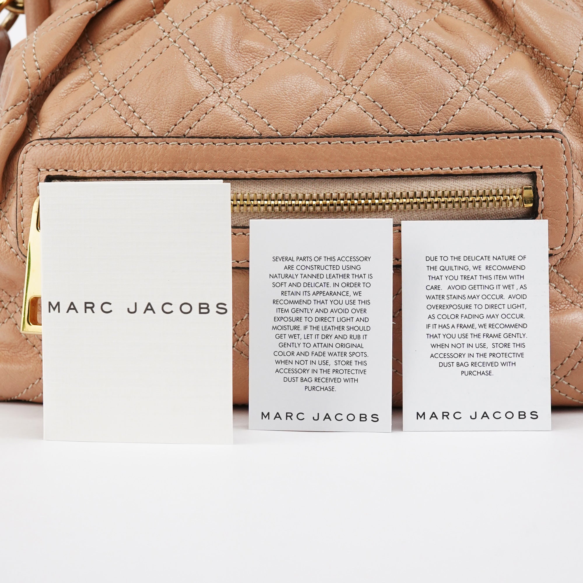 Marc Jacobs Beige Quilted Leather Stam Shoulder Bag