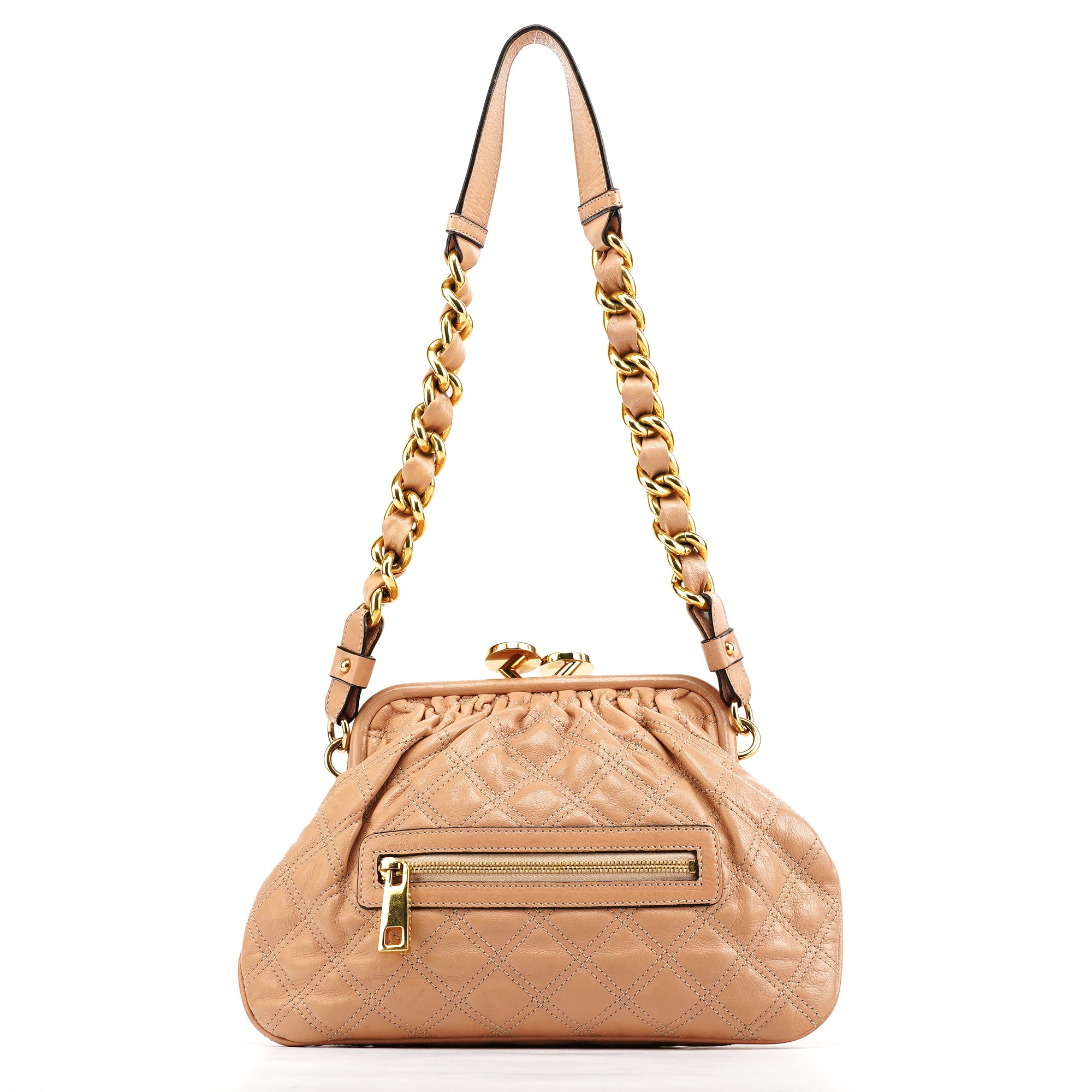 Marc Jacobs Beige Quilted Leather Stam Shoulder Bag