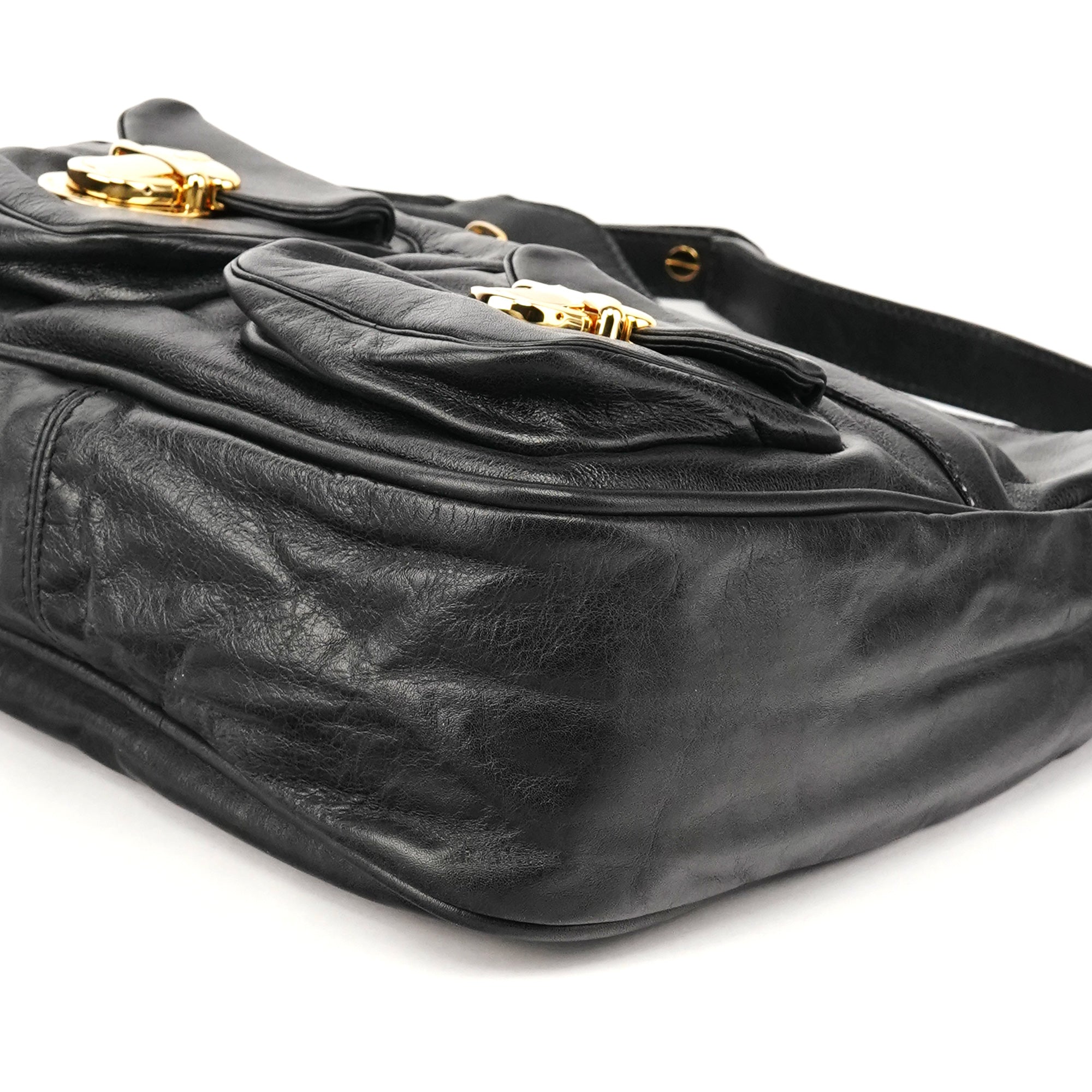 Marc Jacobs Black Leather Angela Multi-Pocket Shoulder Bag