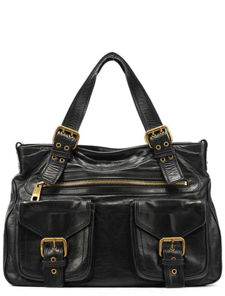 Marc Jacobs Black Leather Belt Tote Bag