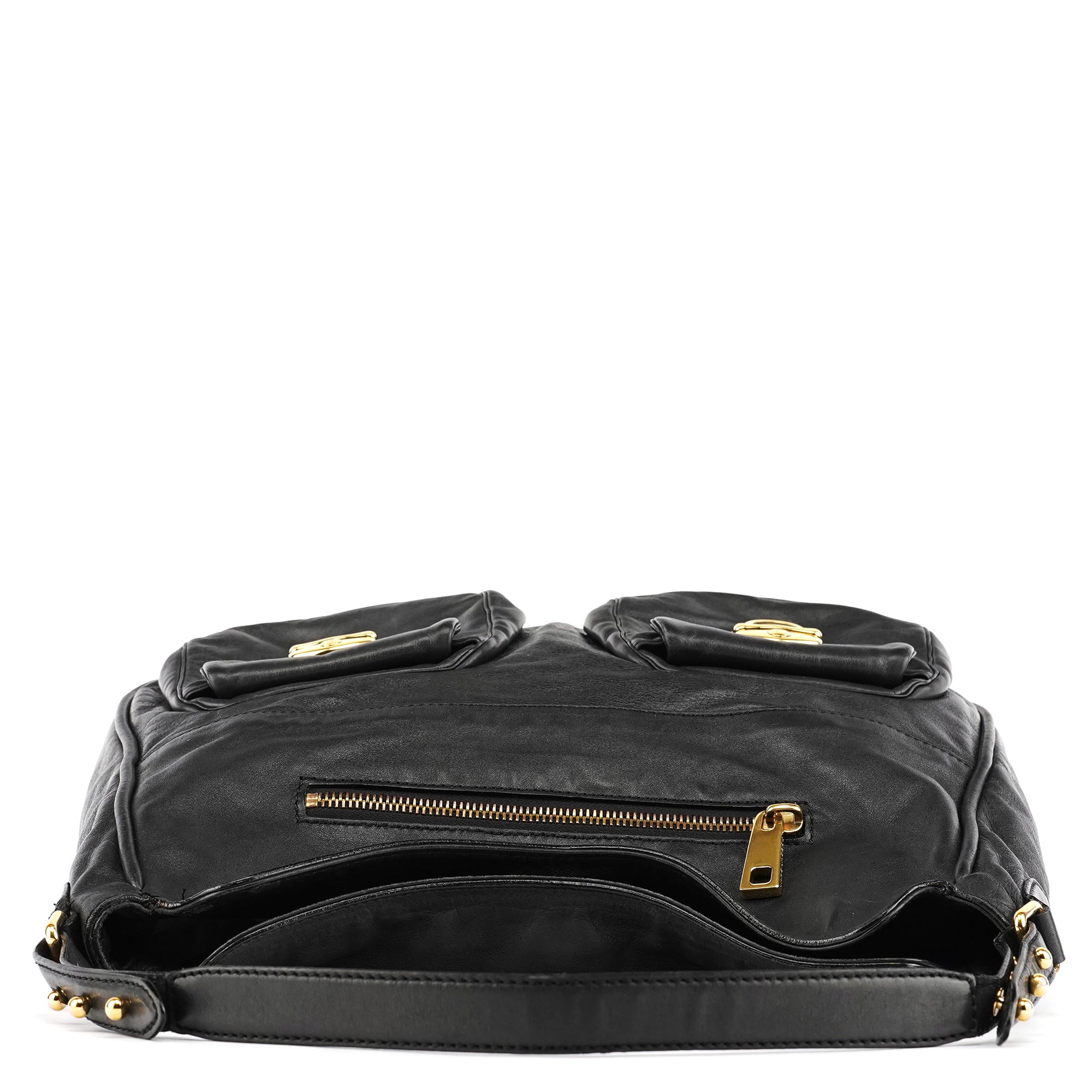 Marc Jacobs Black Leather Multi Pocket Hobo Shoulder Bag