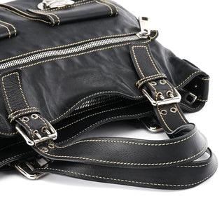 Marc Jacobs Black Leather Pocket Tote Bag