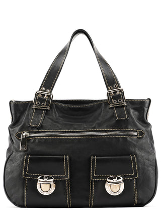 Marc Jacobs Black Leather Pocket Tote Bag