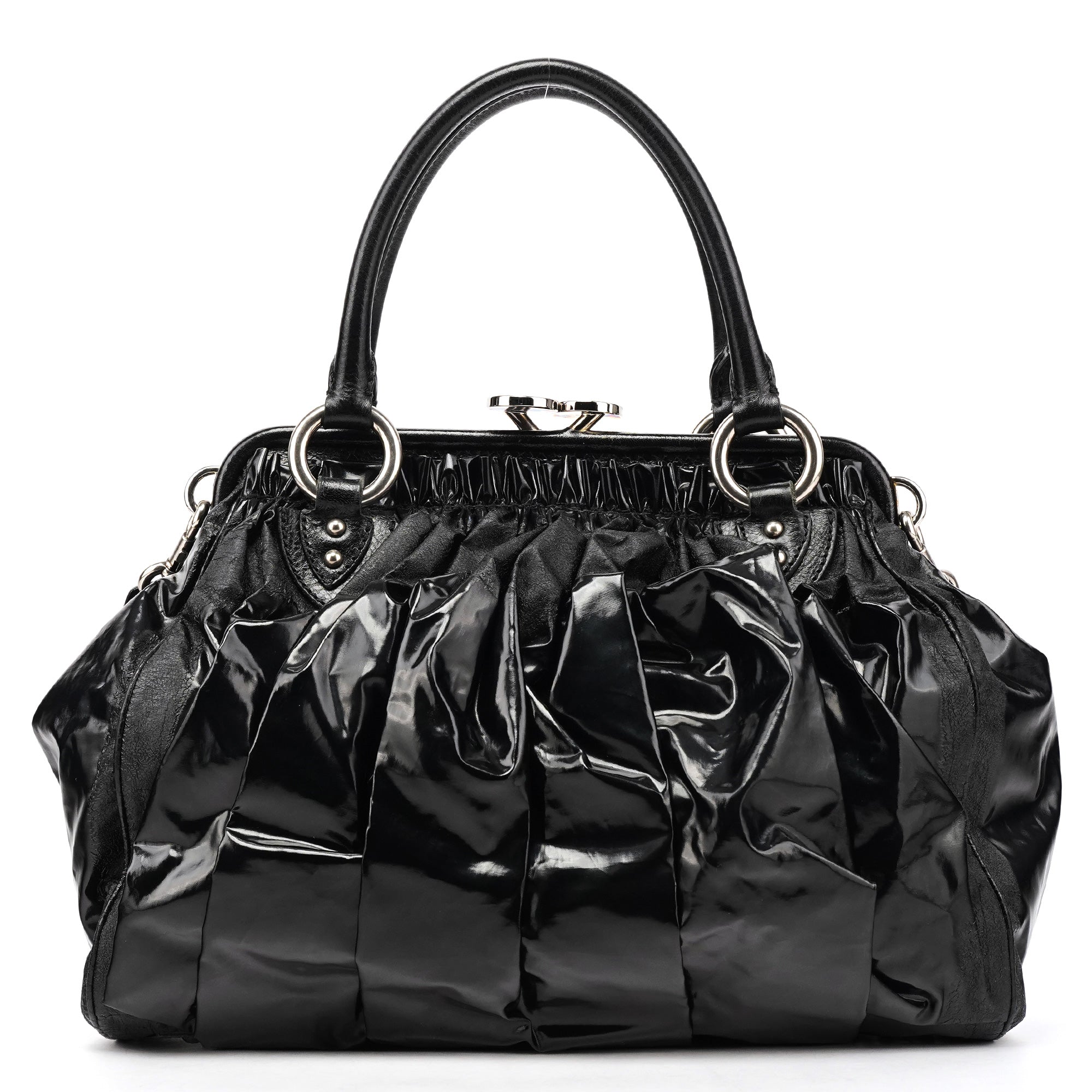 Marc Jacobs Stam 2-Way Tasche aus schwarzem Lackleder