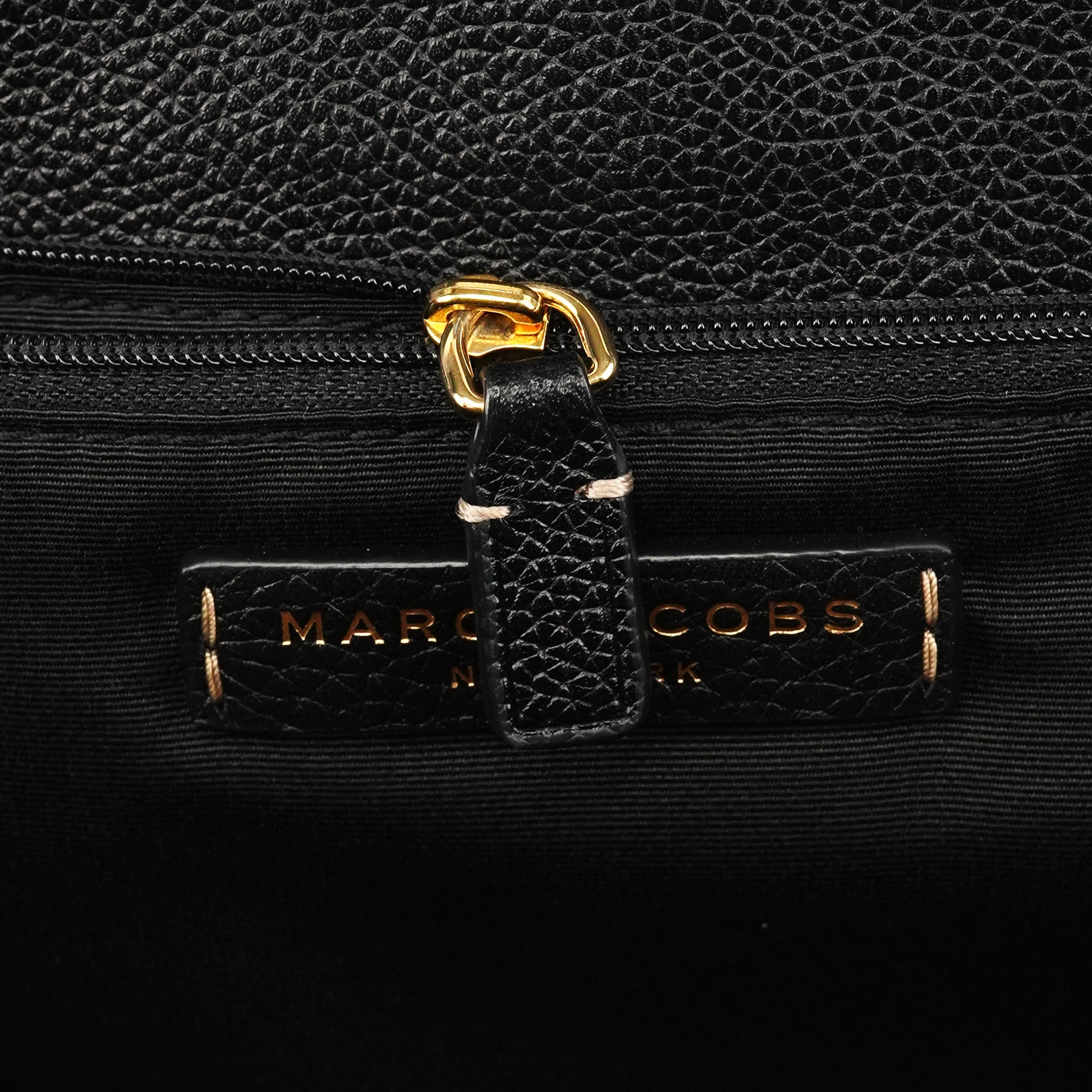 Marc Jacobs Black Pebbled Leather Buckle Handbag